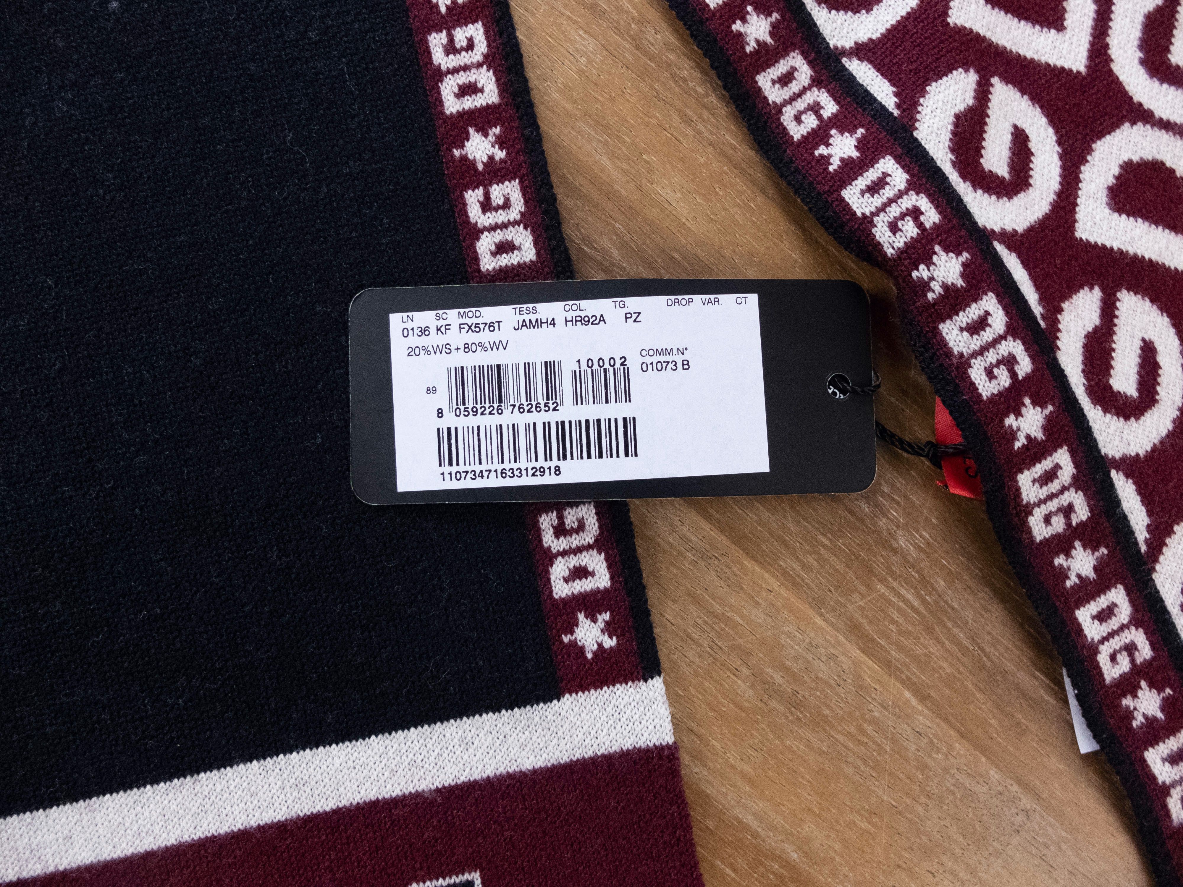 Dolce & Gabbana $595 DOLCE & GABBANA black red DG Star wool cashmere scarf Size ONE SIZE - 4 Thumbnail