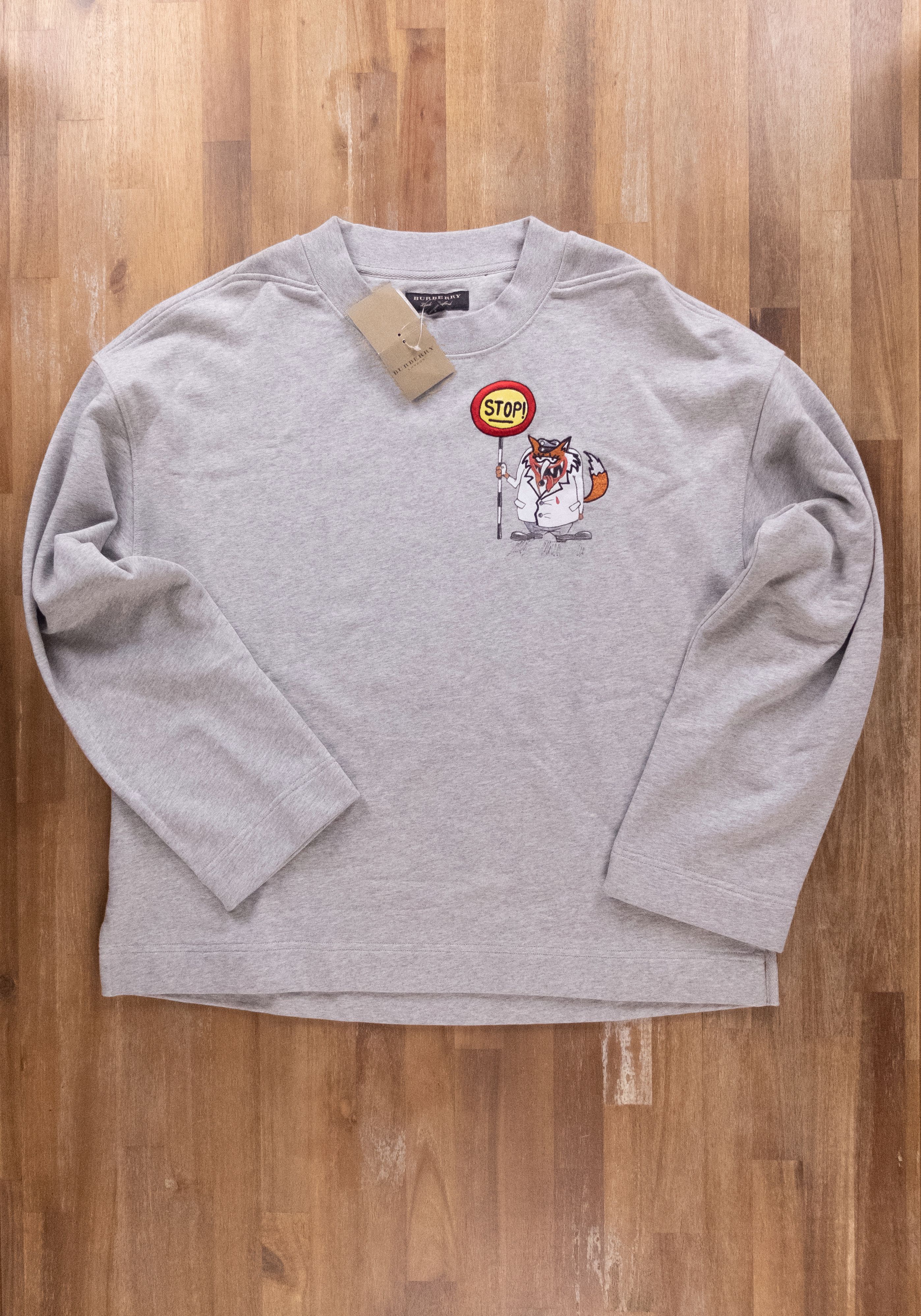 Burberry $550 BURBERRY gray Stop emroidered cotton sweatshirt Large Size US L / EU 52-54 / 3 - 3 Thumbnail