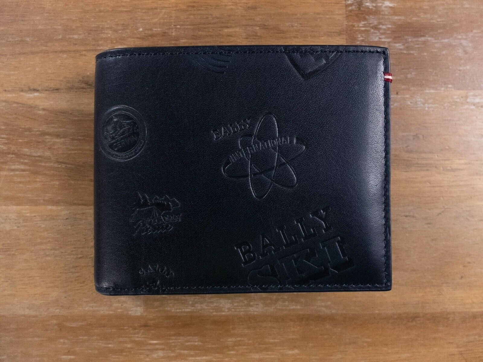 image of Bally Switzerland Navy Blue Leather Bifold Wallet Authentic, Men's
