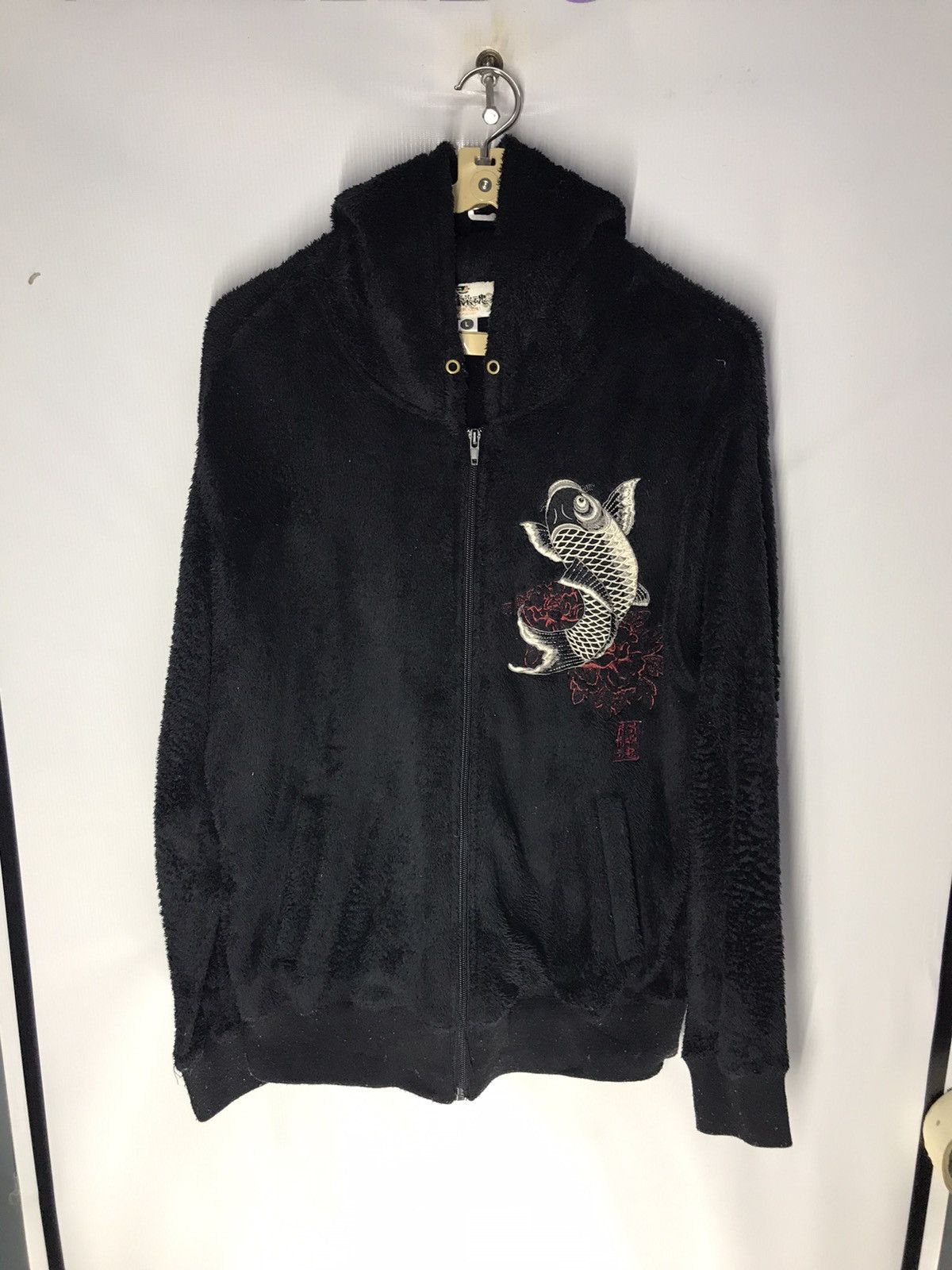 Japanese Brand Fleece Hoodie zipper embroidered koi fish Size US M / EU 48-50 / 2 - 6 Thumbnail