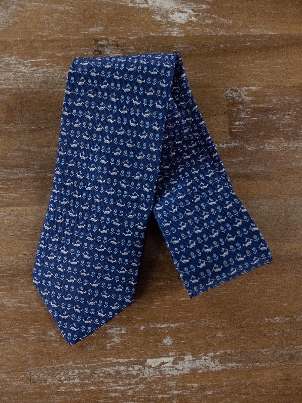 Salvatore Ferragamo SALVATORE FERRAGAMO navy blue flower print silk tie NWT Size ONE SIZE - 1 Thumbnail