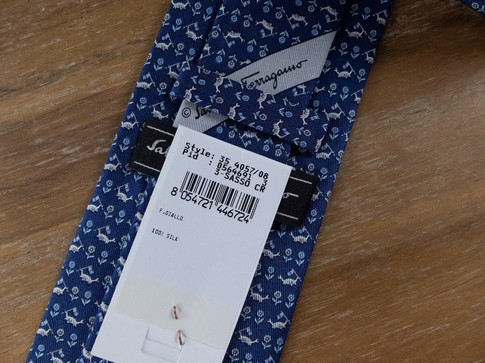 Salvatore Ferragamo SALVATORE FERRAGAMO navy blue flower print silk tie NWT Size ONE SIZE - 3 Thumbnail
