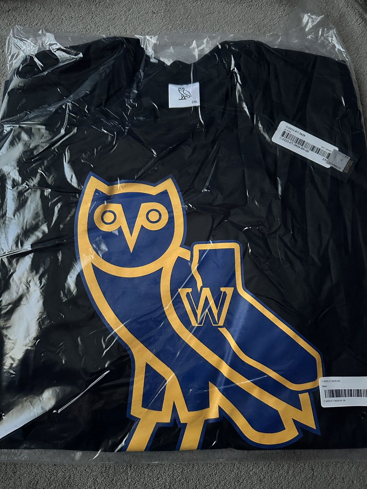 image of Hype x NBA Ovo X Nba Golden State Warriors OG Owl T-Shirt New With Tags in Black, Men's (Size 2XL)