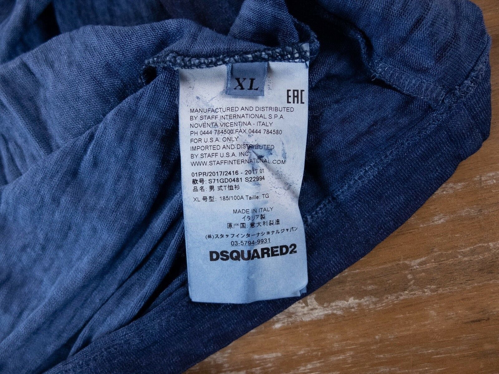 Dsquared2 DSQUARED2 long-sleeve navy blue linen t-shirt authentic XL Size US XL / EU 56 / 4 - 9 Thumbnail