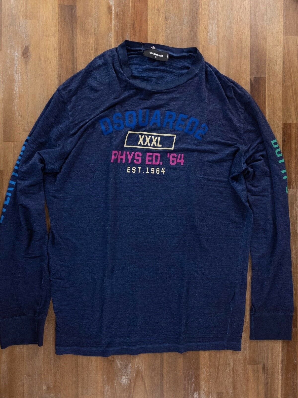 Dsquared2 DSQUARED2 long-sleeve navy blue linen t-shirt authentic XL Size US XL / EU 56 / 4 - 3 Thumbnail