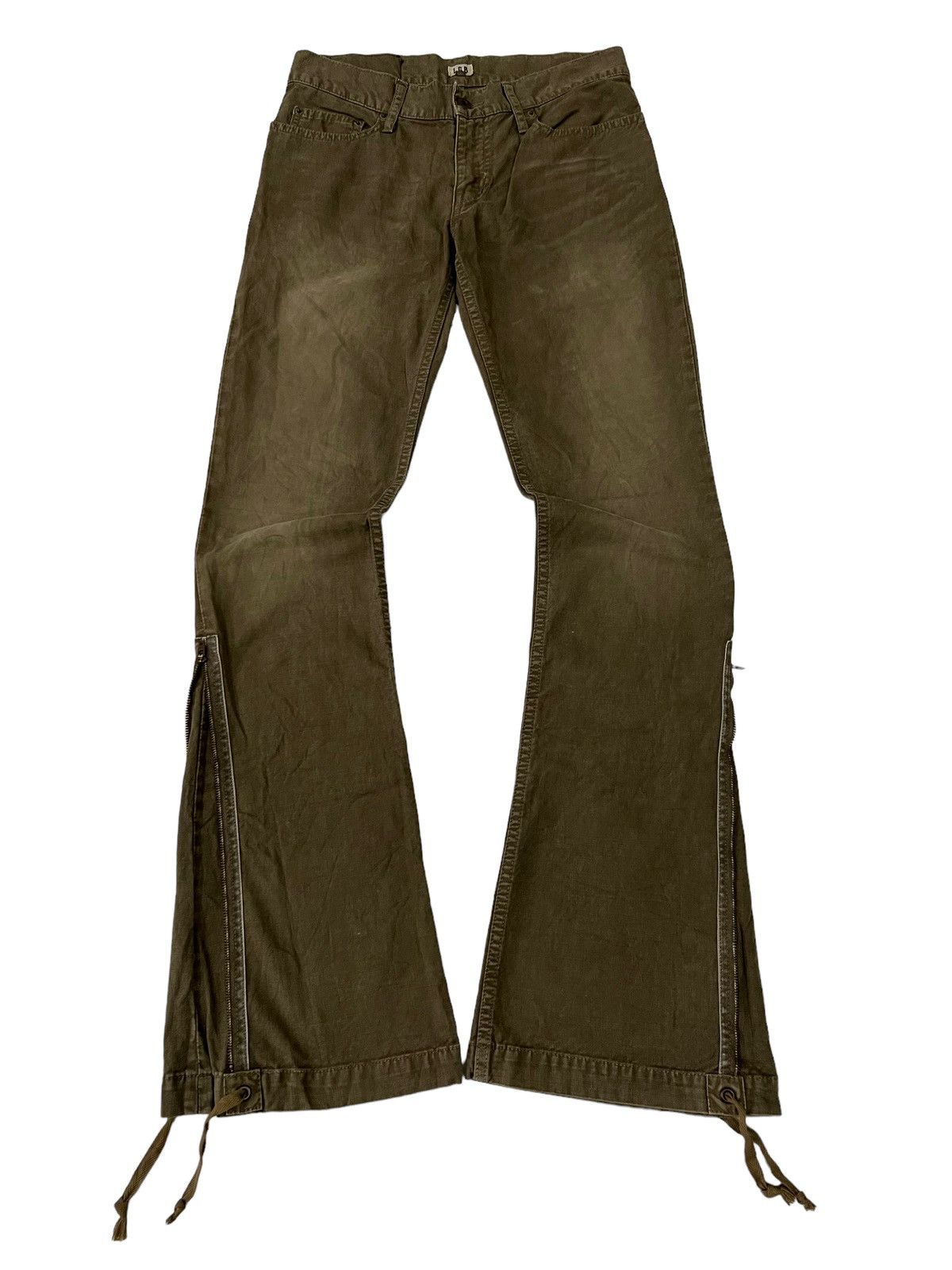 LGB Le Grande Bleu Mudwash Flared Jeans Spiral Zip Bootcut