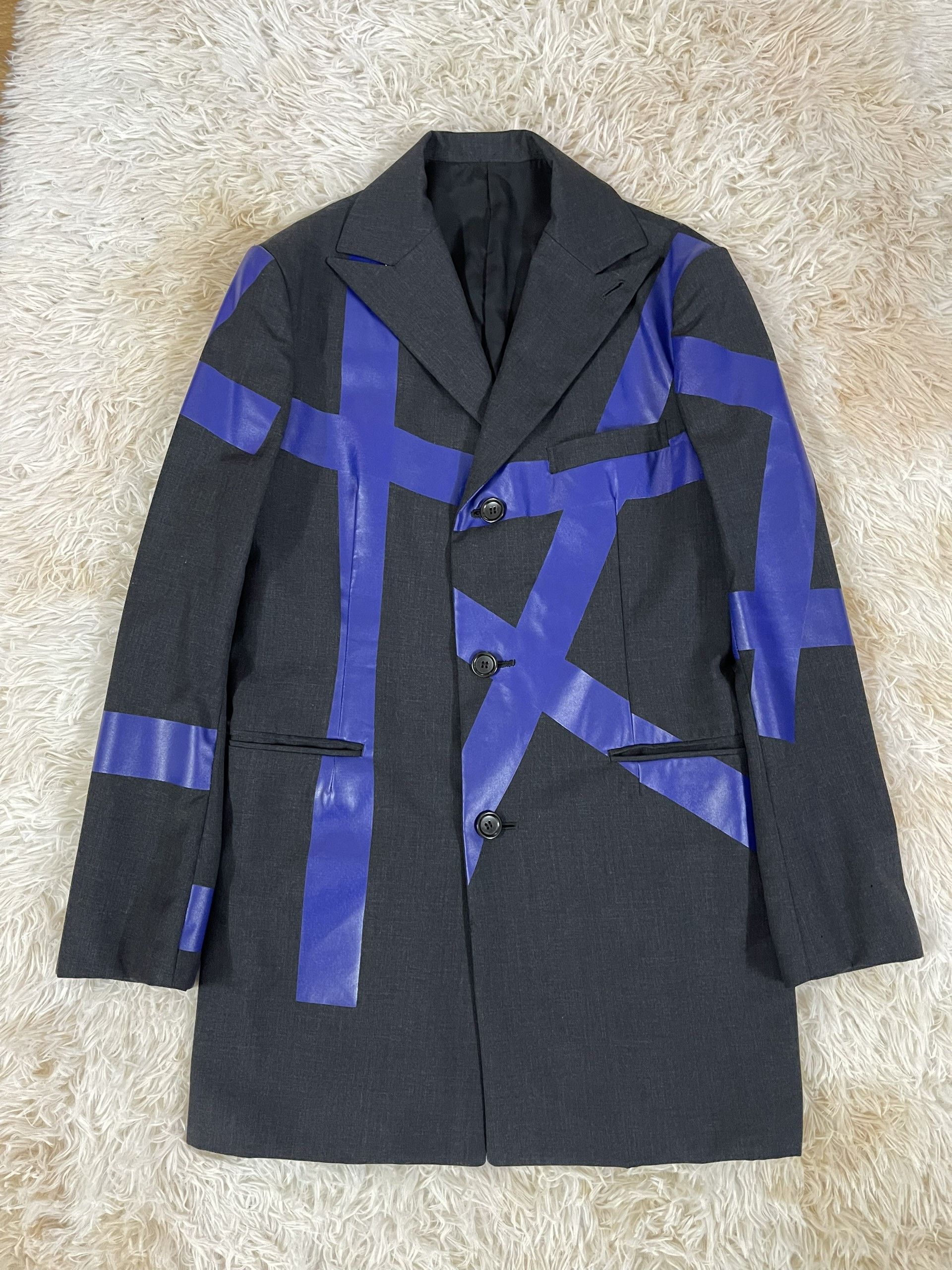 image of Masaki Matsushima A/w1996 Purple Duct-Taped Coat in Black Purple, Men's (Size Medium)