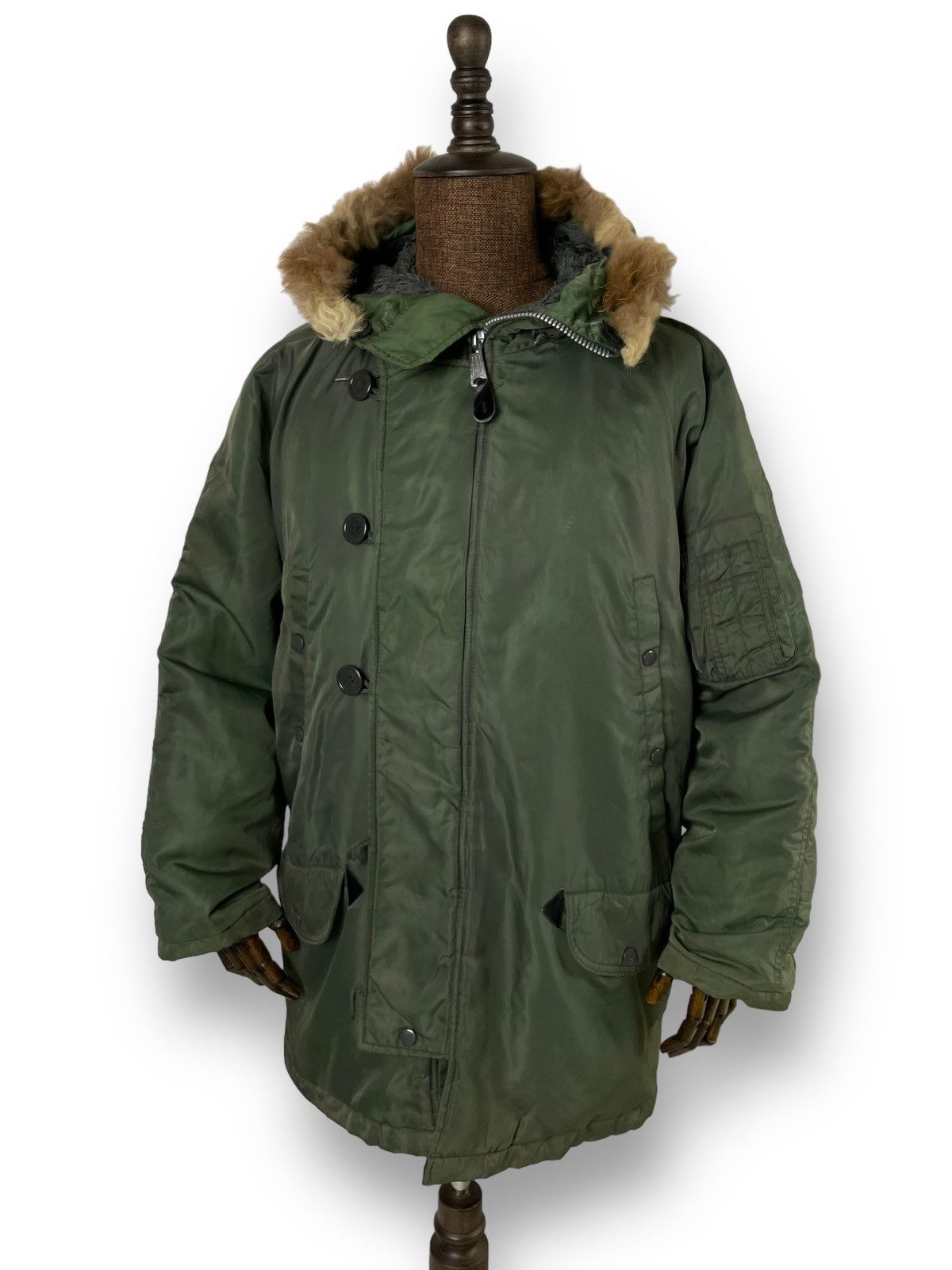 Vtg Tactical Alaskan Bomber Flight Military Jacket Parka