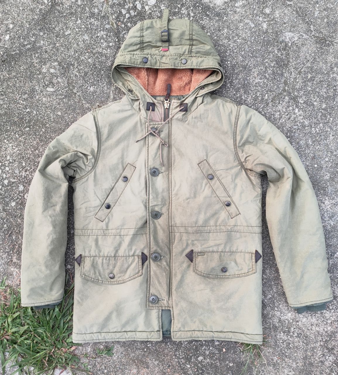image of Supreme X British Millerain Parka in Olive, Men's (Size Small)