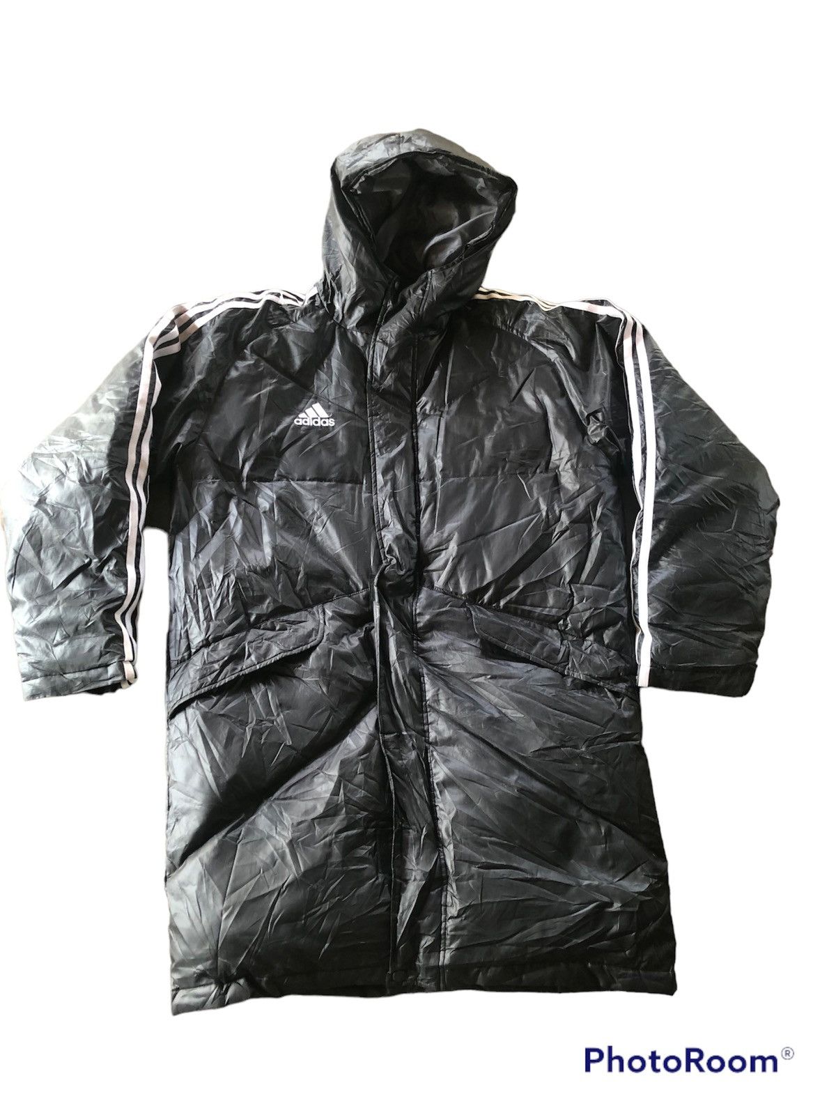 image of Adidas Long Puffer Jacket in Black, Men's (Size Small)