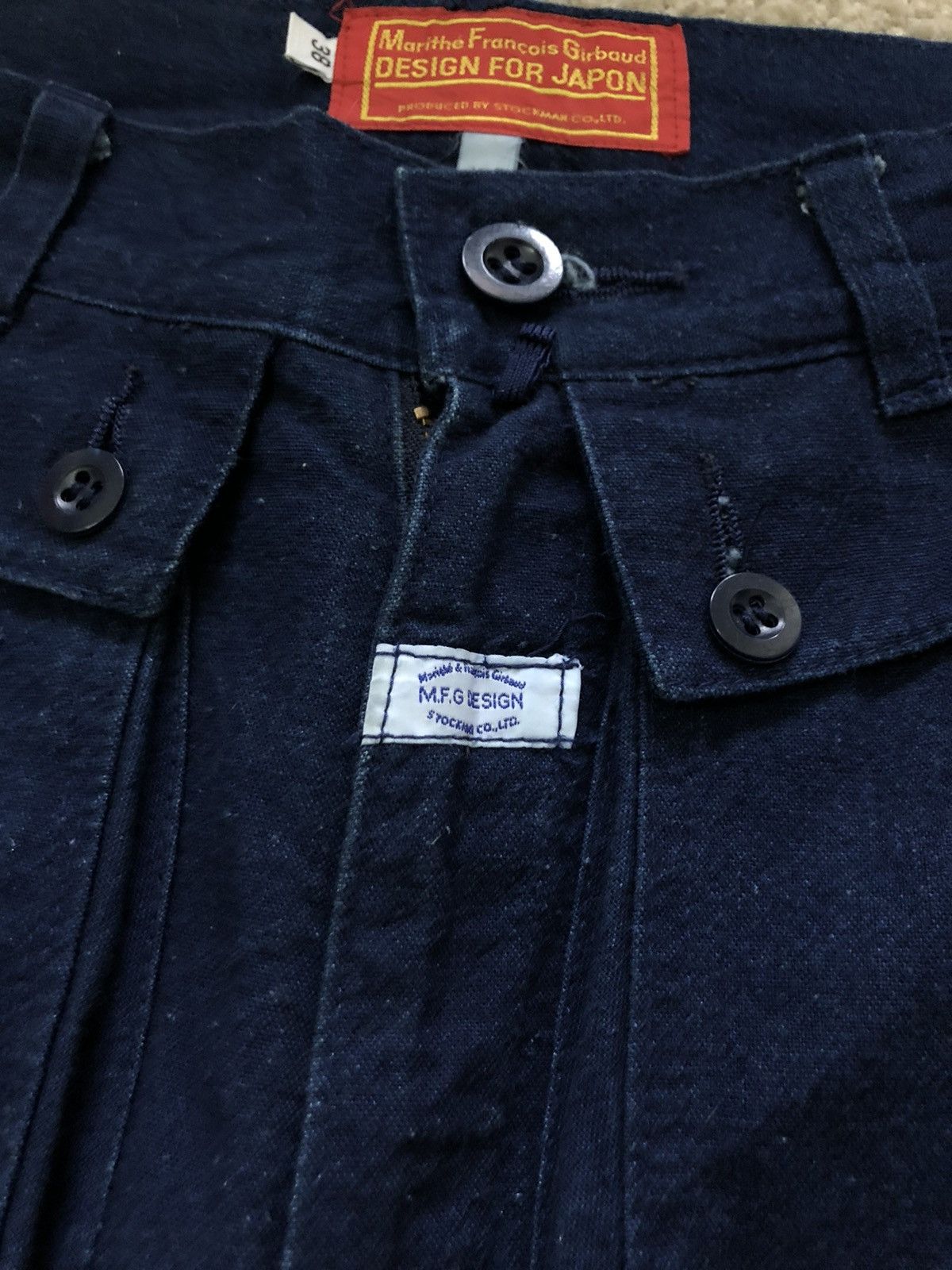 Marithe + Francois Girbaud 1990s Marithe Francois Girbaud China Look Denim Pocket Pant Size US 29 - 4 Thumbnail