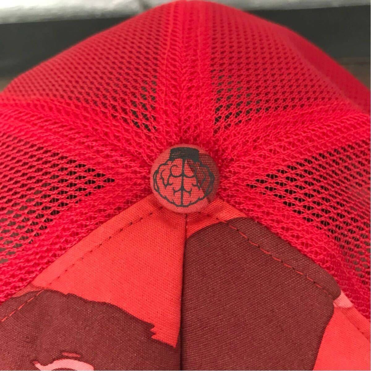 Bape × Pharrell 2004 NERD × BAPE pharrell camo cap red camo trucker hat Size ONE SIZE - 4 Thumbnail