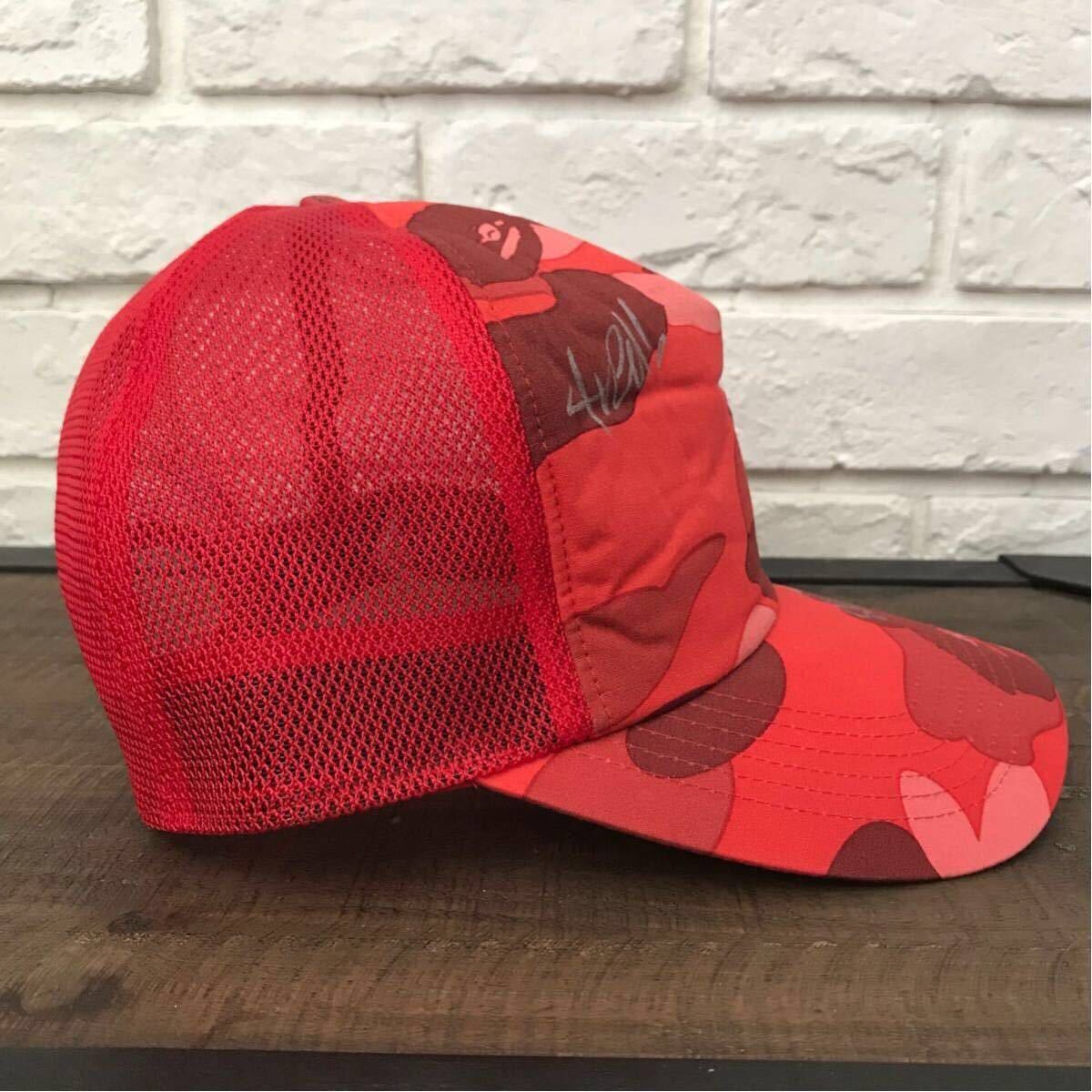 Bape × Pharrell 2004 NERD × BAPE pharrell camo cap red camo trucker hat Size ONE SIZE - 5 Thumbnail