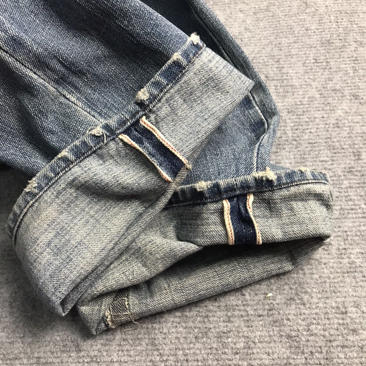 Japanese Brand RIPPED DISTRESSED🔥OILCAKE REDLINE DENIM PANTS Size US 32 / EU 48 - 22 Thumbnail