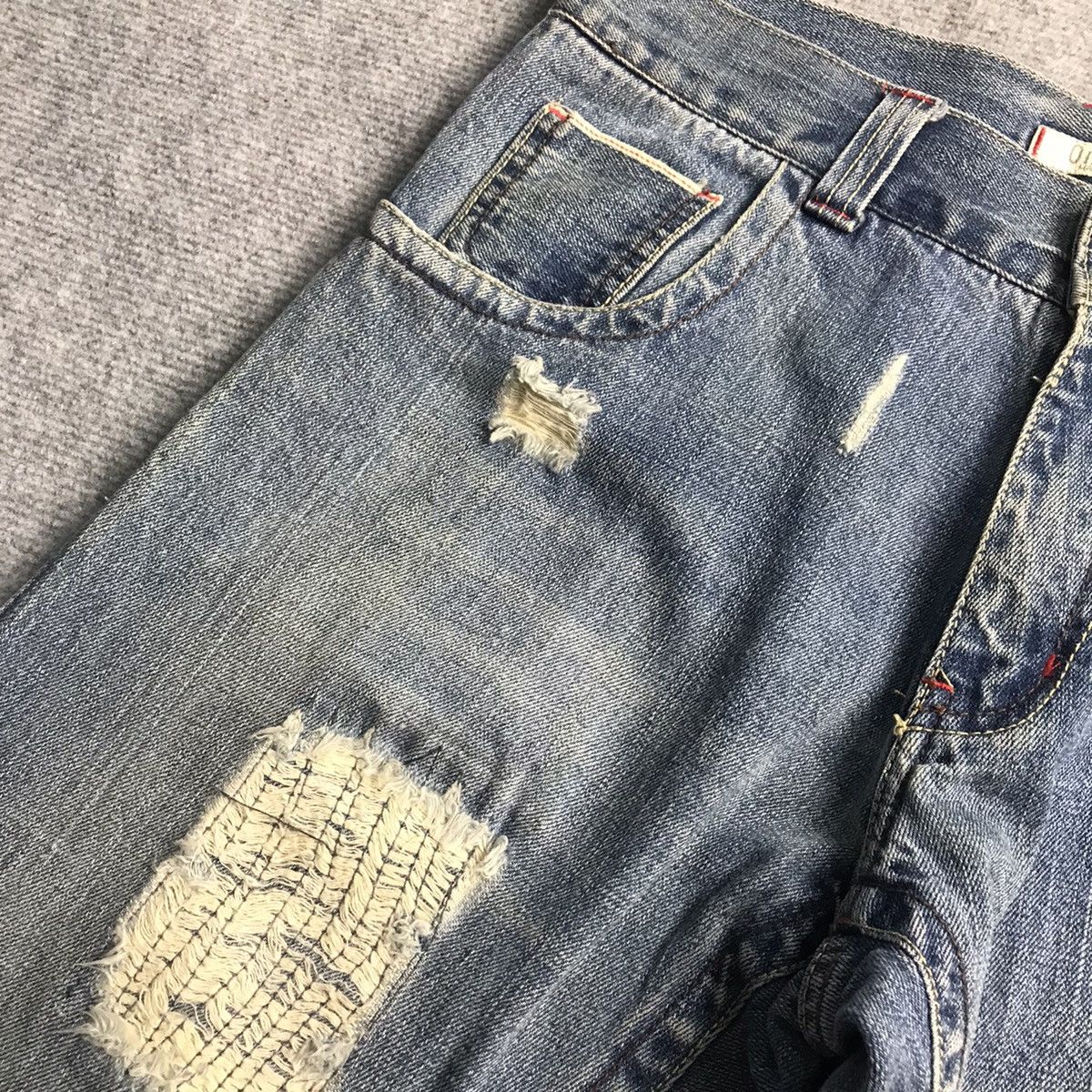 Japanese Brand RIPPED DISTRESSED🔥OILCAKE REDLINE DENIM PANTS Size US 32 / EU 48 - 10 Thumbnail