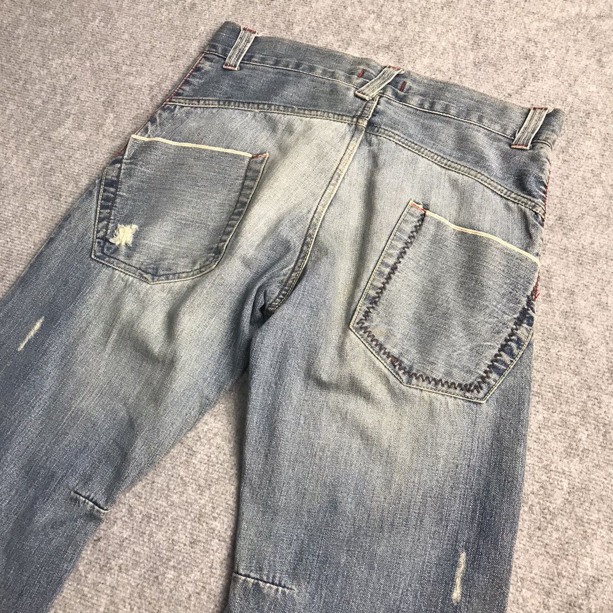 Japanese Brand RIPPED DISTRESSED🔥OILCAKE REDLINE DENIM PANTS Size US 32 / EU 48 - 13 Thumbnail