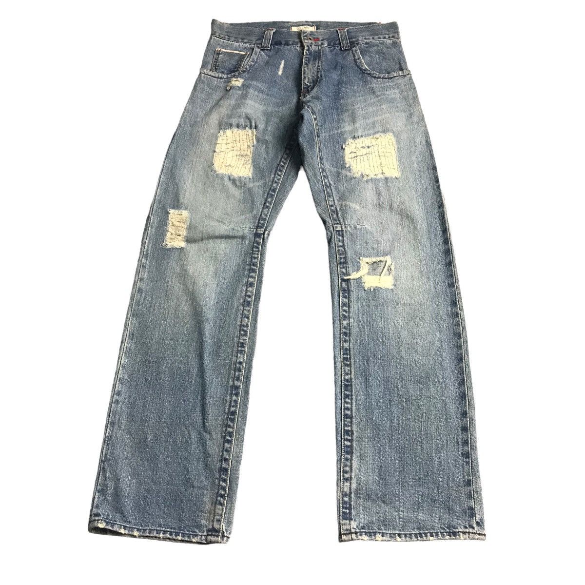 Japanese Brand RIPPED DISTRESSED🔥OILCAKE REDLINE DENIM PANTS Size US 32 / EU 48 - 1 Thumbnail