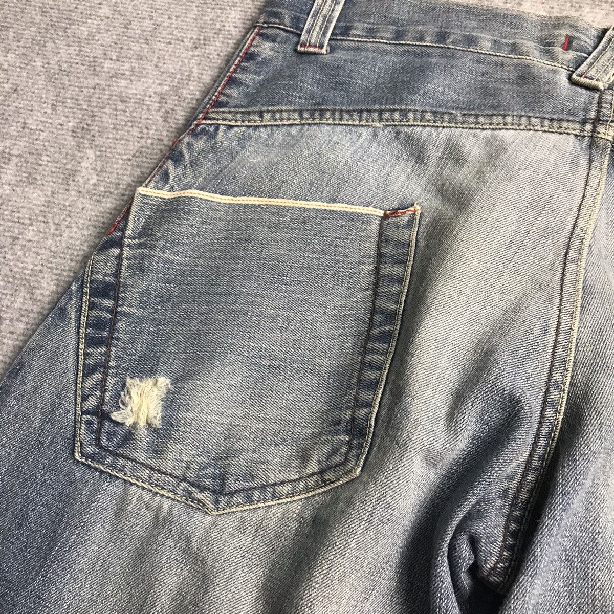 Japanese Brand RIPPED DISTRESSED🔥OILCAKE REDLINE DENIM PANTS Size US 32 / EU 48 - 16 Thumbnail