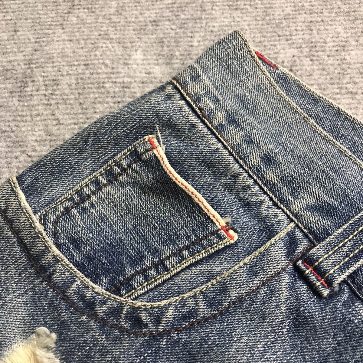 Japanese Brand RIPPED DISTRESSED🔥OILCAKE REDLINE DENIM PANTS Size US 32 / EU 48 - 17 Thumbnail