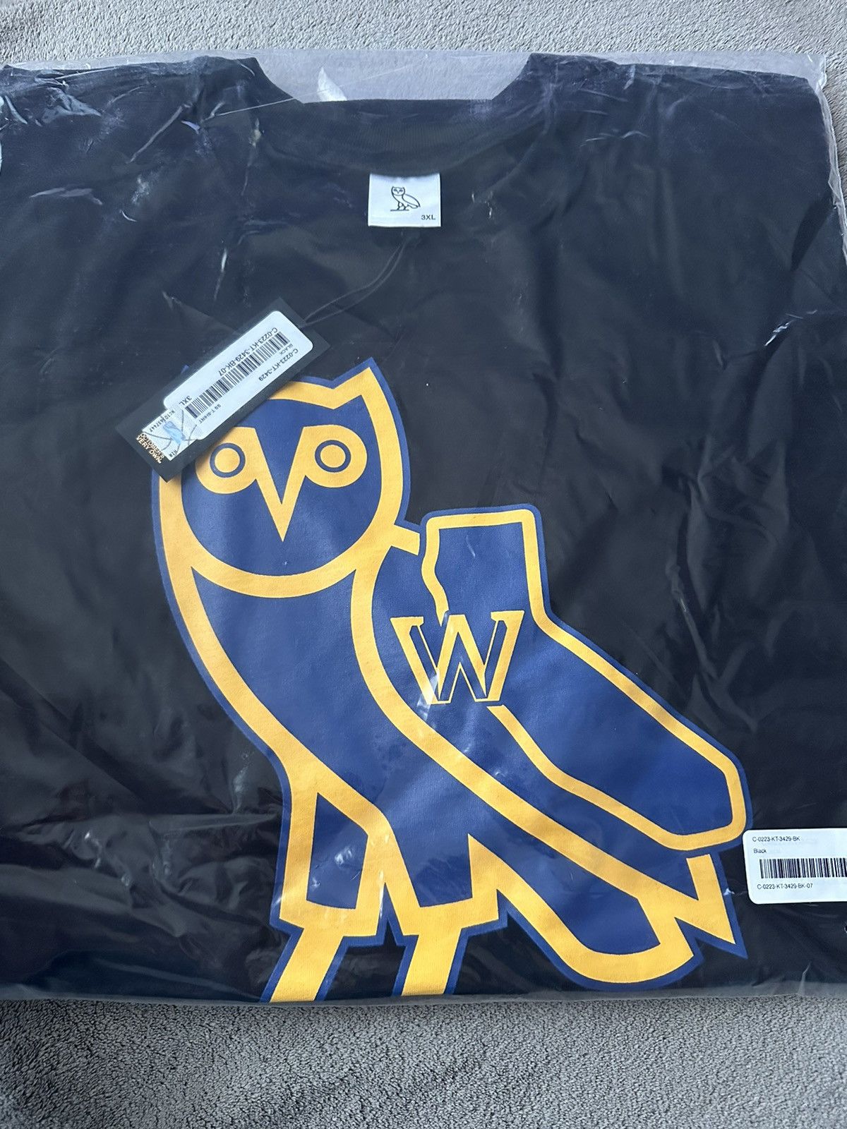 image of Hype x NBA Size 3Xl Ovo X Nba Golden State Warriors OG Owl T-Shirt in Black, Men's