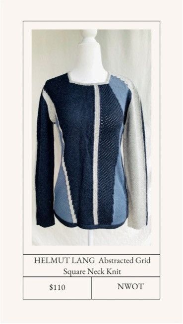 Helmut Lang NWOT Abstracted Grid Square Neck Sweater XS/S Size S / US 4 / IT 40 - 1 Thumbnail