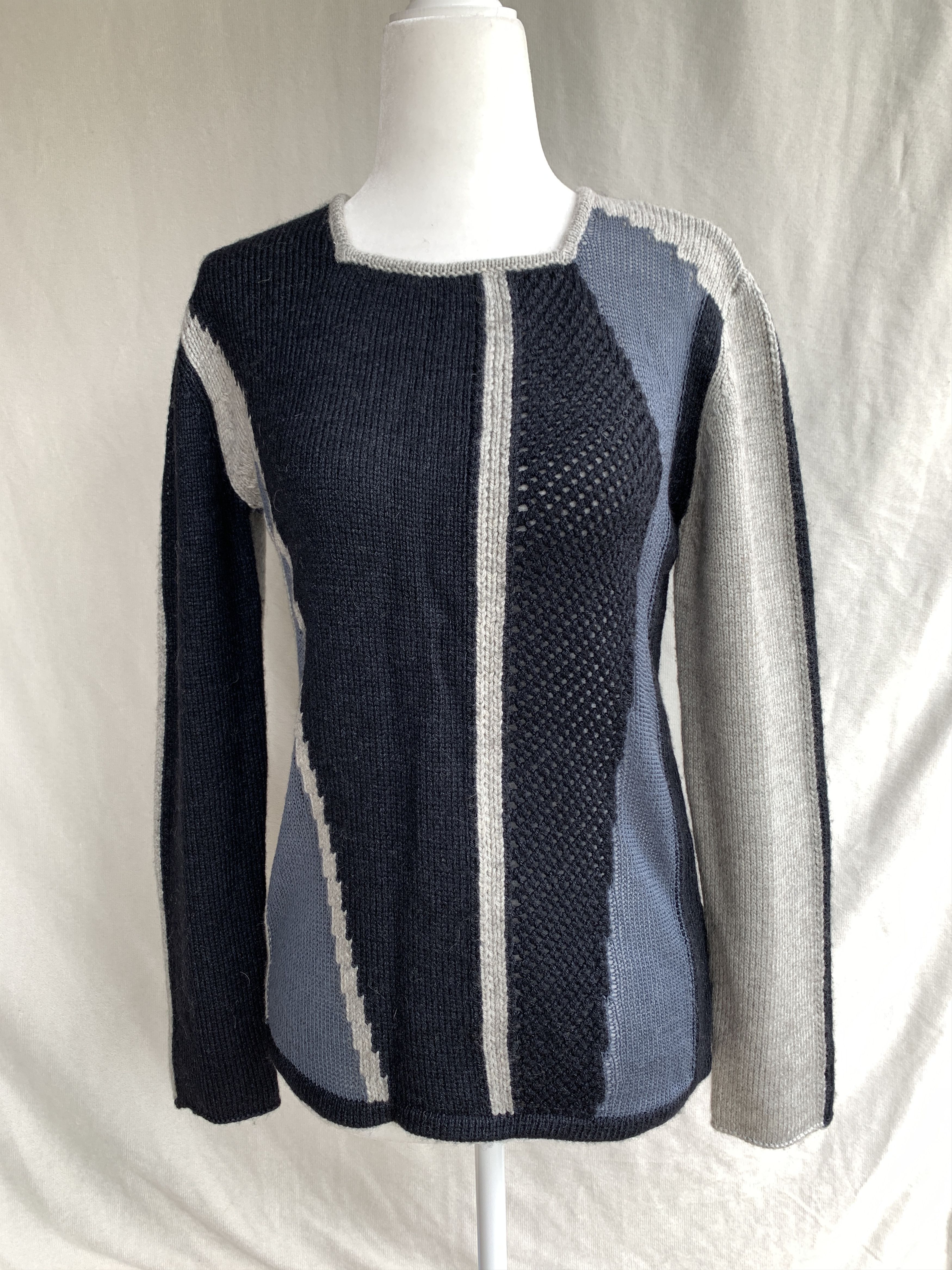 Helmut Lang NWOT Abstracted Grid Square Neck Sweater XS/S Size S / US 4 / IT 40 - 3 Thumbnail