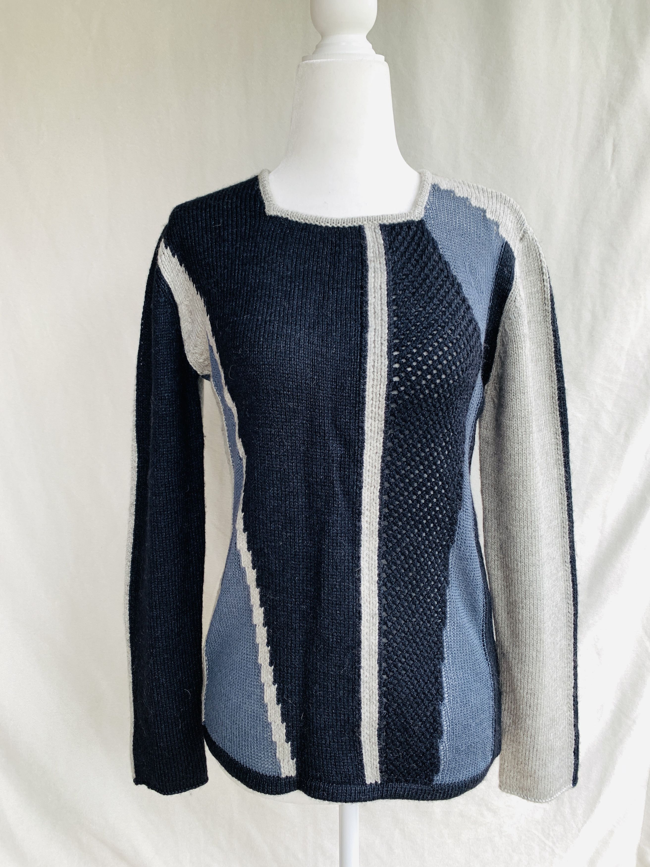 Helmut Lang NWOT Abstracted Grid Square Neck Sweater XS/S Size S / US 4 / IT 40 - 2 Thumbnail