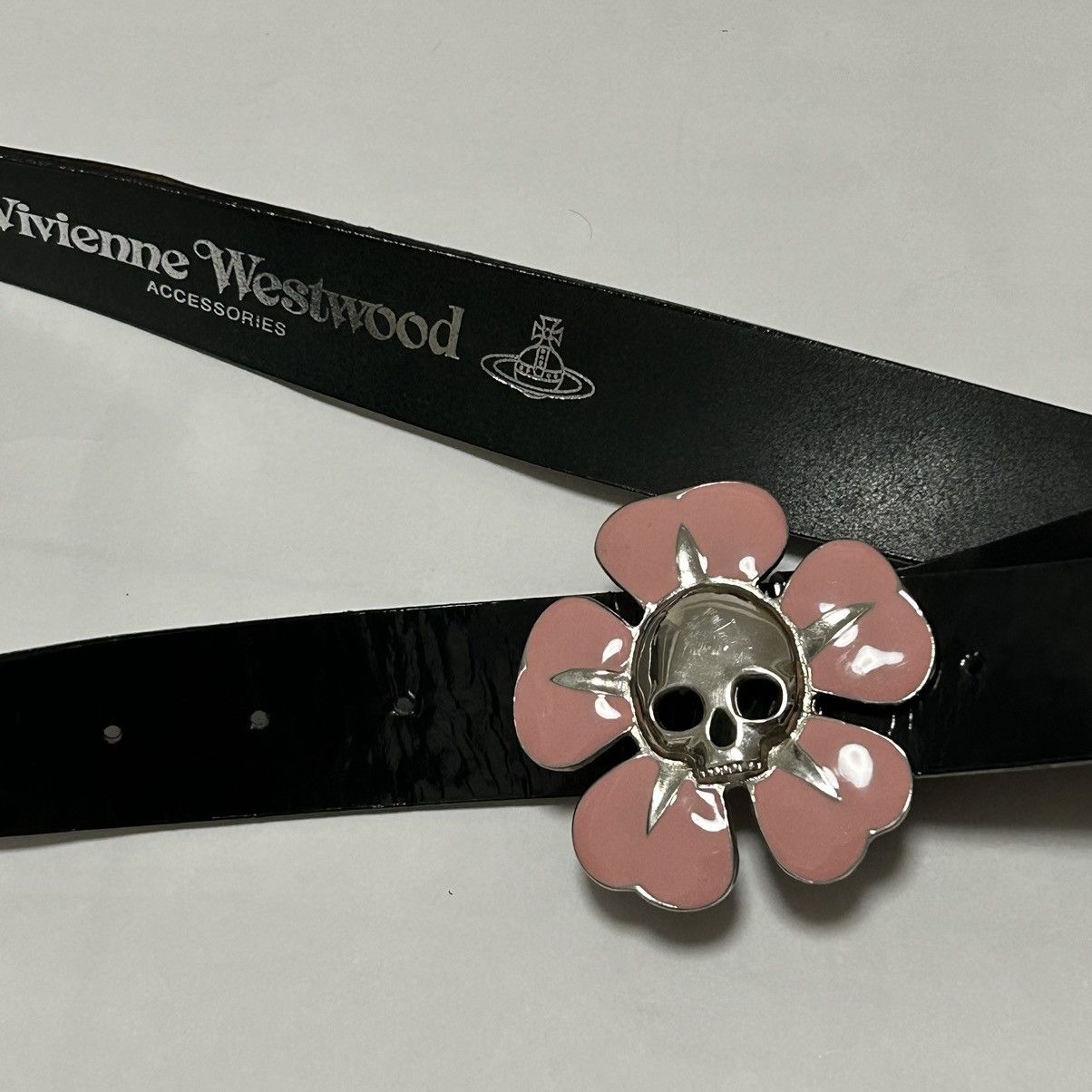 image of Vivienne Westwood Vivvienne Westwood Flower Skull Belt in Black, Men's