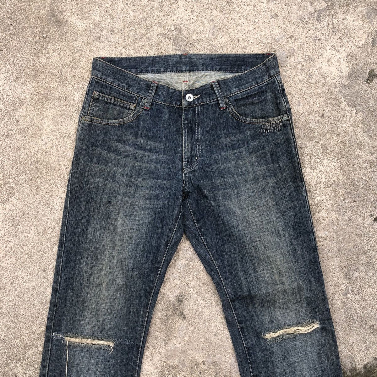 Japanese Brand × Vintage 🔥Rare🔥🇯🇵Hare Exclusive Design Stoned Wash Rips Denim Jeans Size US 32 / EU 48 - 2 Thumbnail