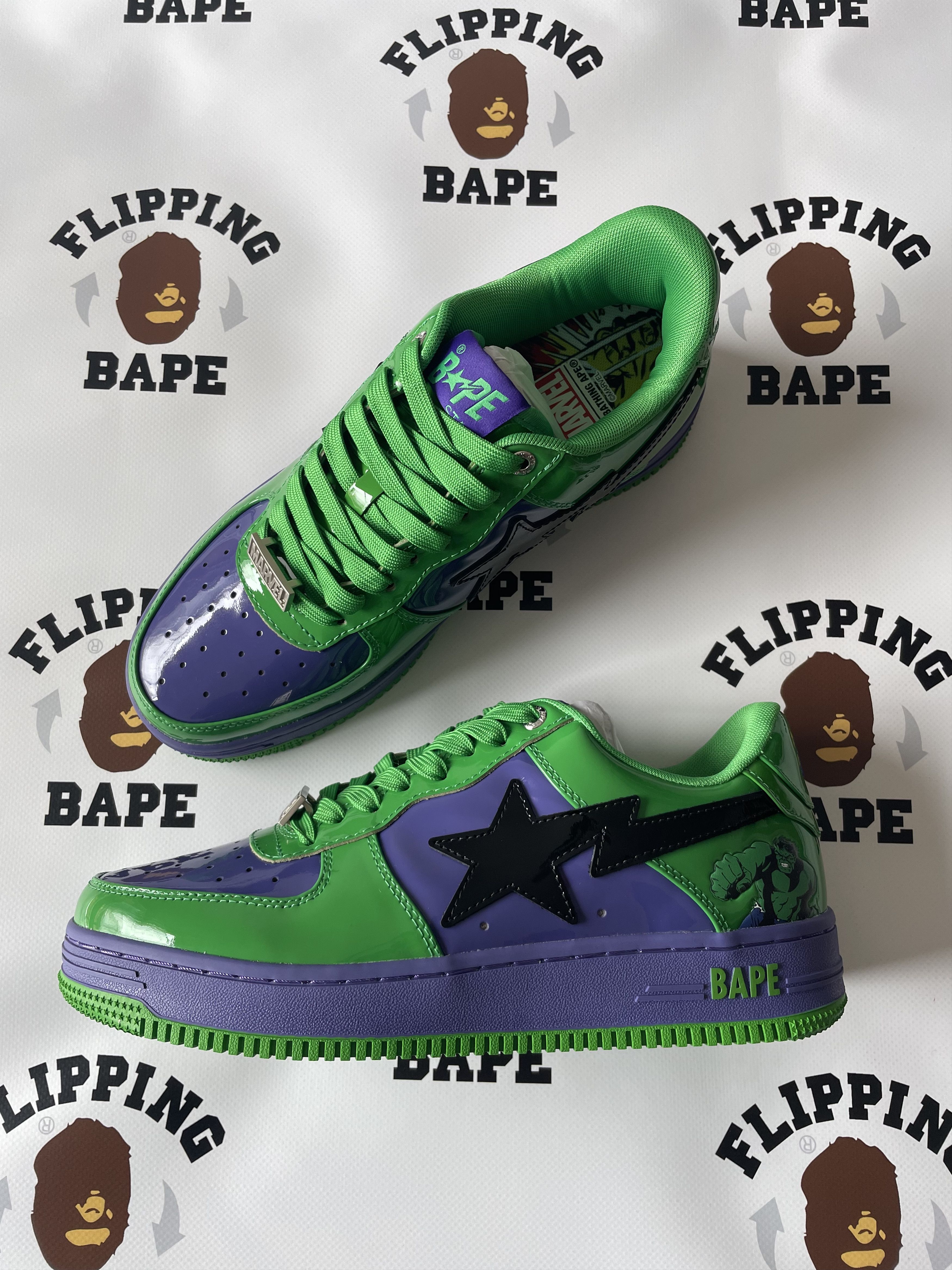 image of Marvel Bape Sta Hulk Shoes, Men's (Size 7)
