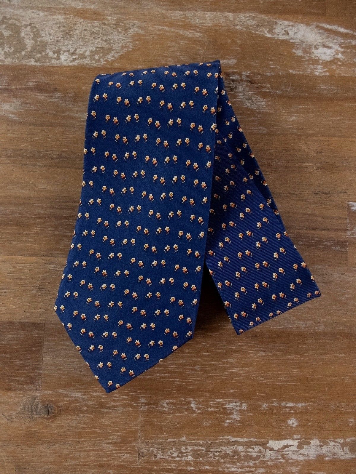 Salvatore Ferragamo SALVATORE FERRAGAMO navy blue floral print silk tie Size ONE SIZE - 1 Thumbnail