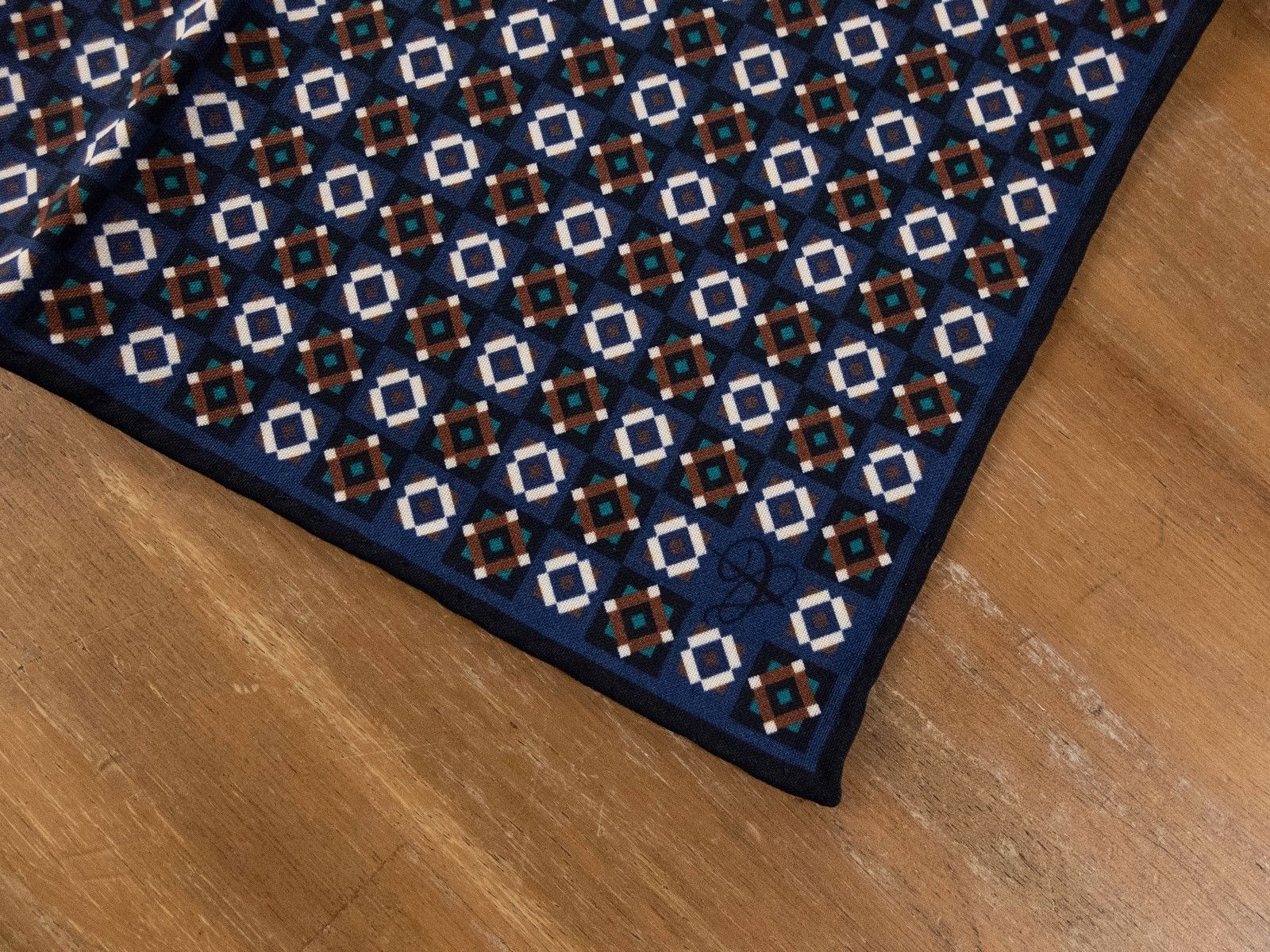 Canali CANALI blue geometric print wool pocket square authentic NWT Size ONE SIZE - 2 Thumbnail