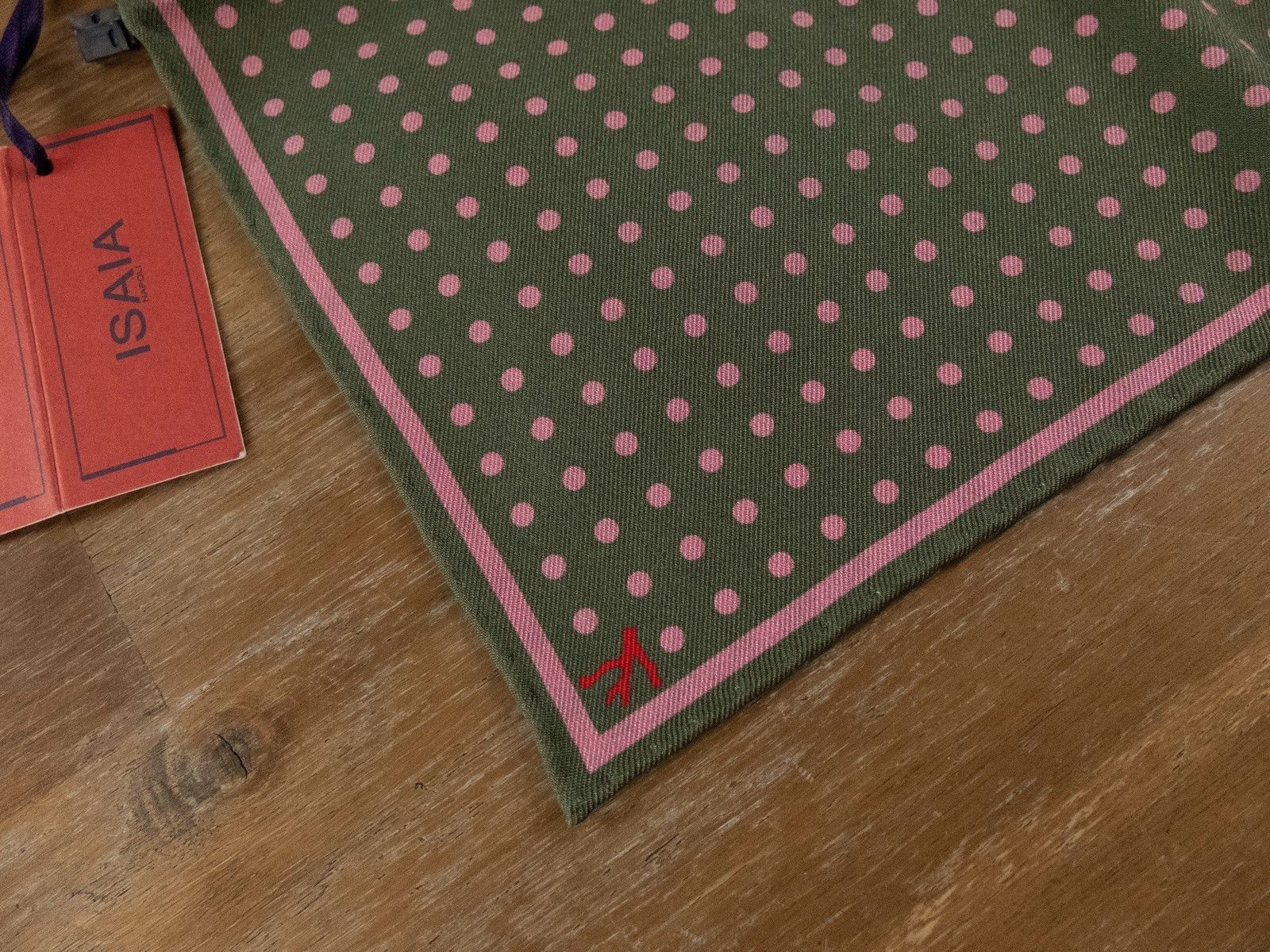Isaia ISAIA green pink polka dots reversible silk pocket square Size ONE SIZE - 2 Thumbnail