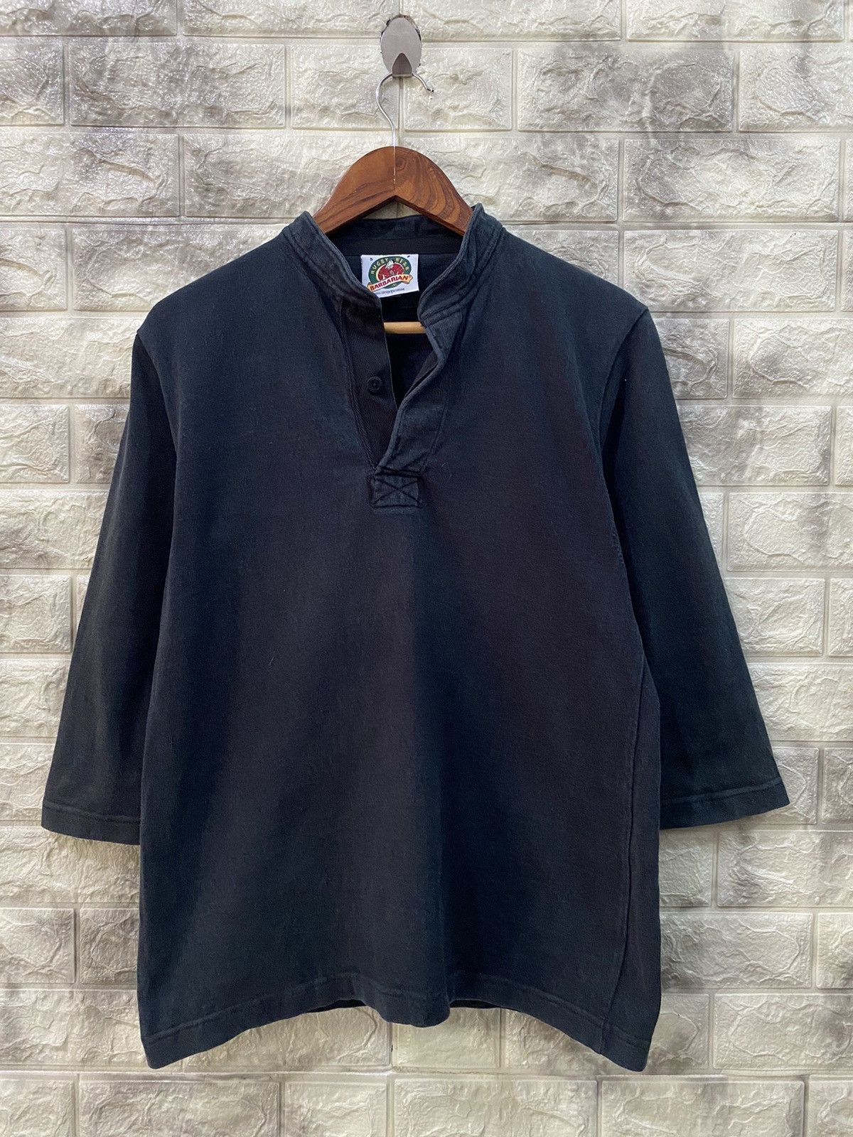 ウェア USED BARBARIAN RAGUBY WEAR BARBARIAN RUGBY WEAR Rugby Shirt Men's Black Yellow Striped