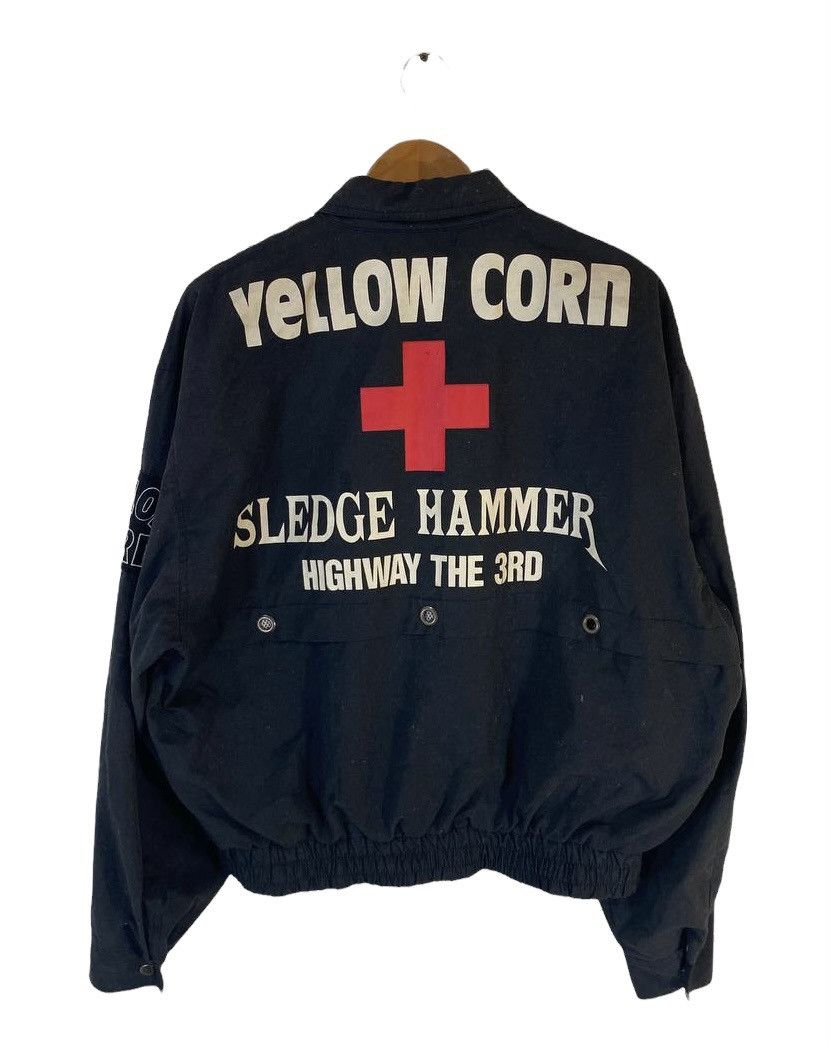 image of Racing x Vintage Yellow Corn Sledge Hammer Motorsport Jacket Nice Design in Black, Men's (Size XL)