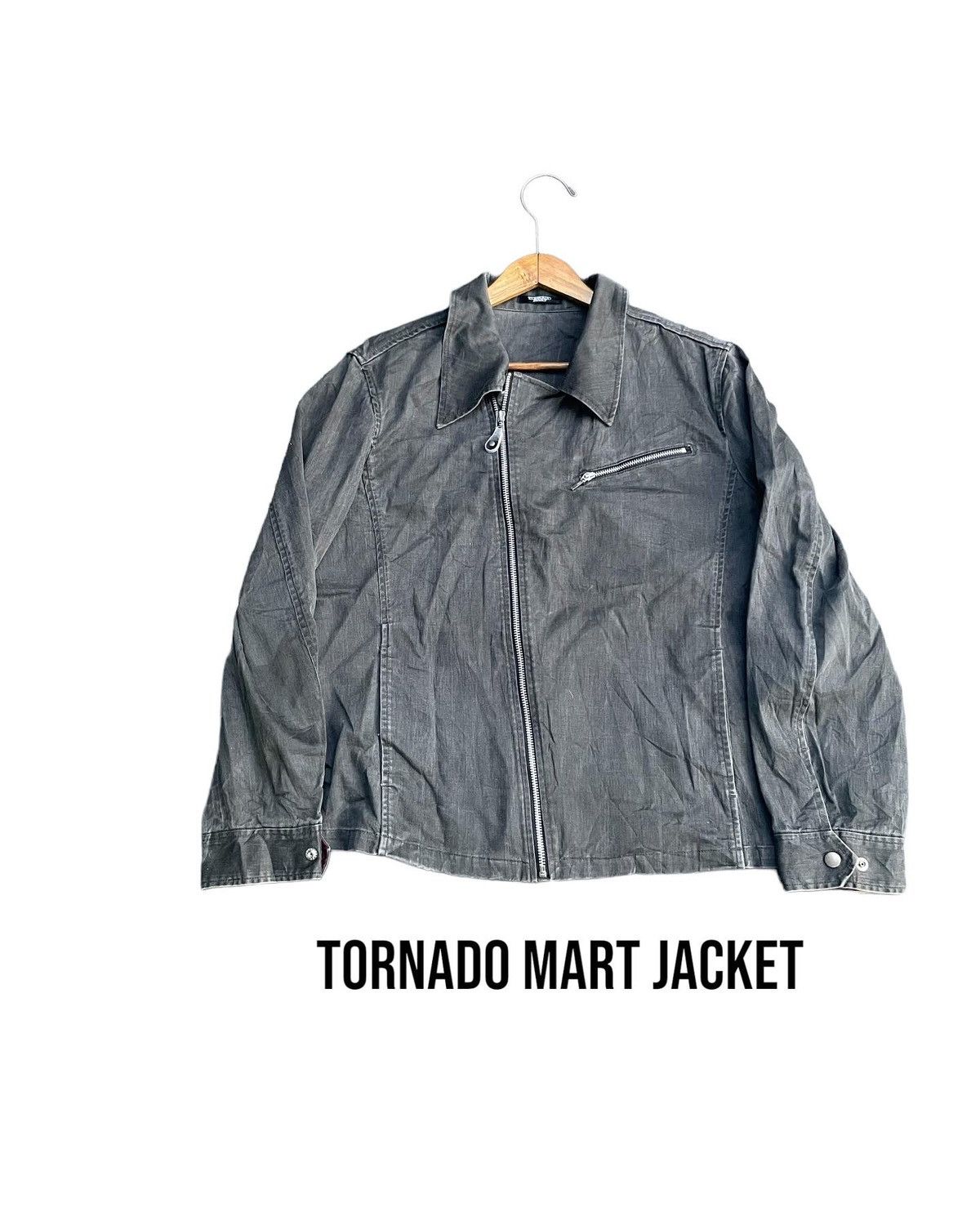image of Archival Clothing Japanese Tornado Mart Sun Faded Wash Jacket in Black, Men's (Size Medium)