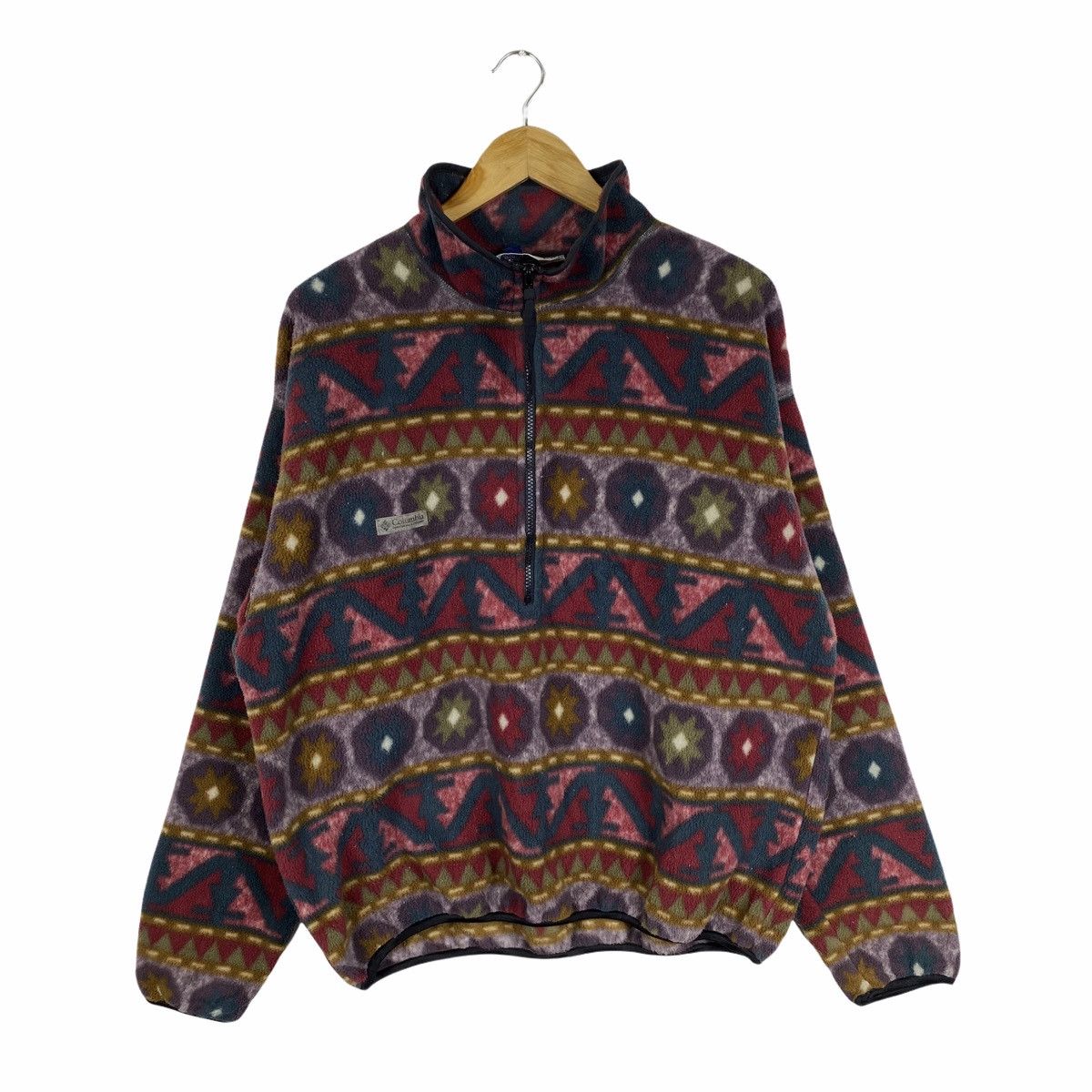 VINTAGE COLUMBIA SPORTSWEAR ABSTRACT DESIGN FLEECE PULLOVER