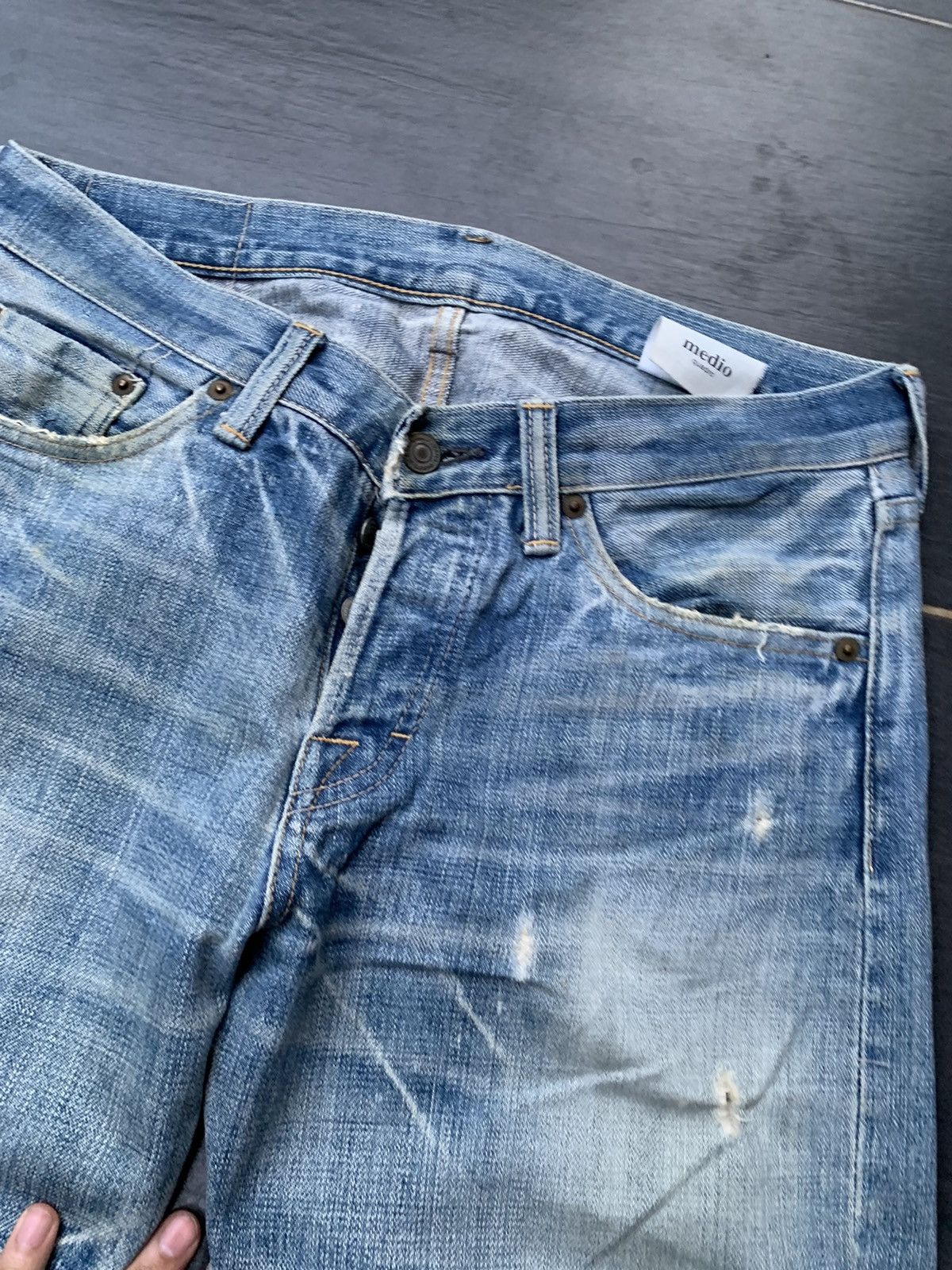Japanese Brand Medio Quadro Distressed Denim Size US 32 / EU 48 - 6 Thumbnail