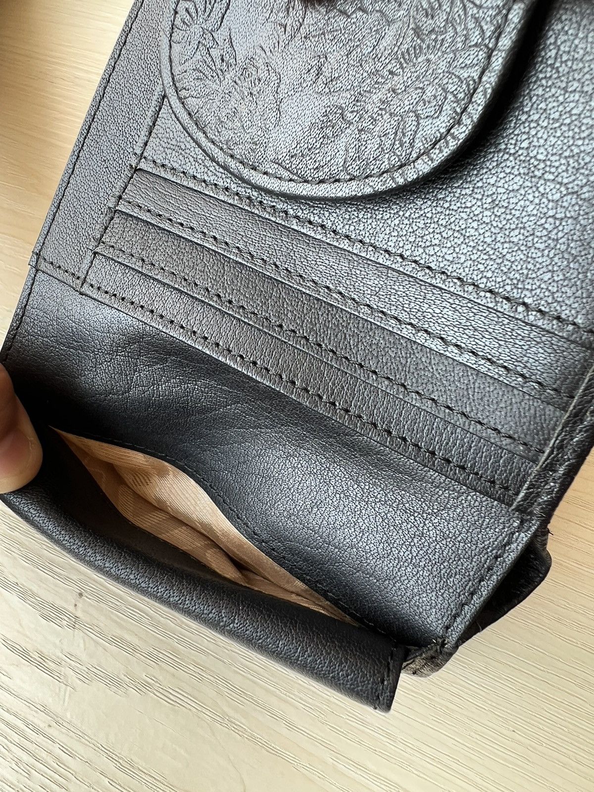 Leather Vintage Ibiza Japan Carved Black Leather Wallet Size ONE SIZE - 10 Thumbnail