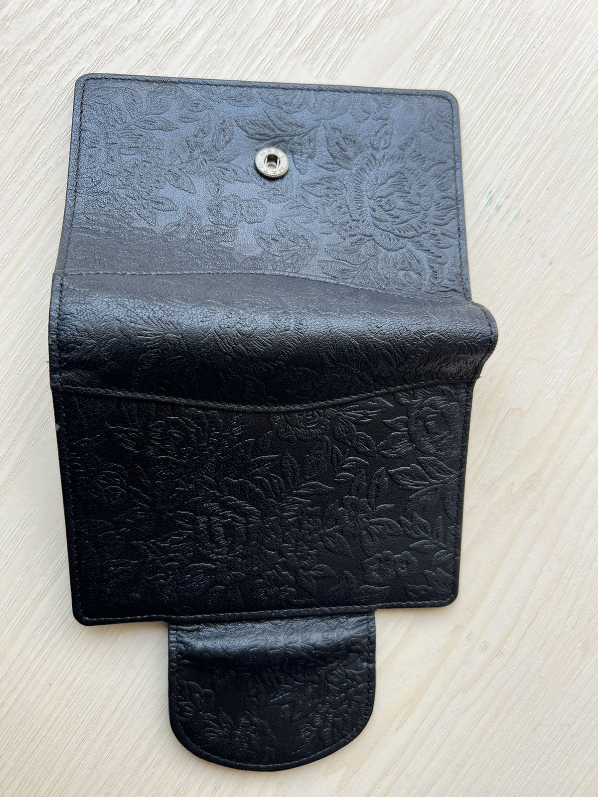 Leather Vintage Ibiza Japan Carved Black Leather Wallet Size ONE SIZE - 4 Thumbnail