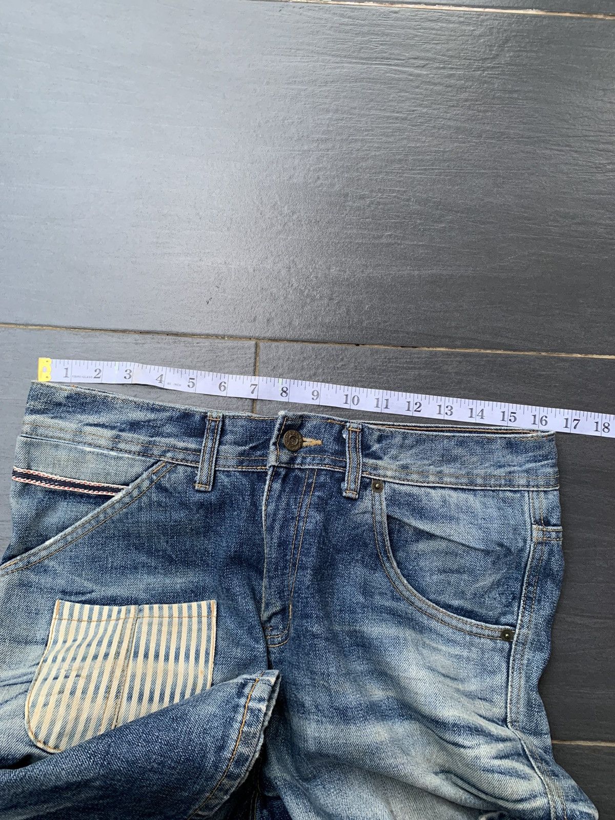 Japanese Brand Billvan Faded Wash Distressed Denim Size US 33 - 18 Thumbnail