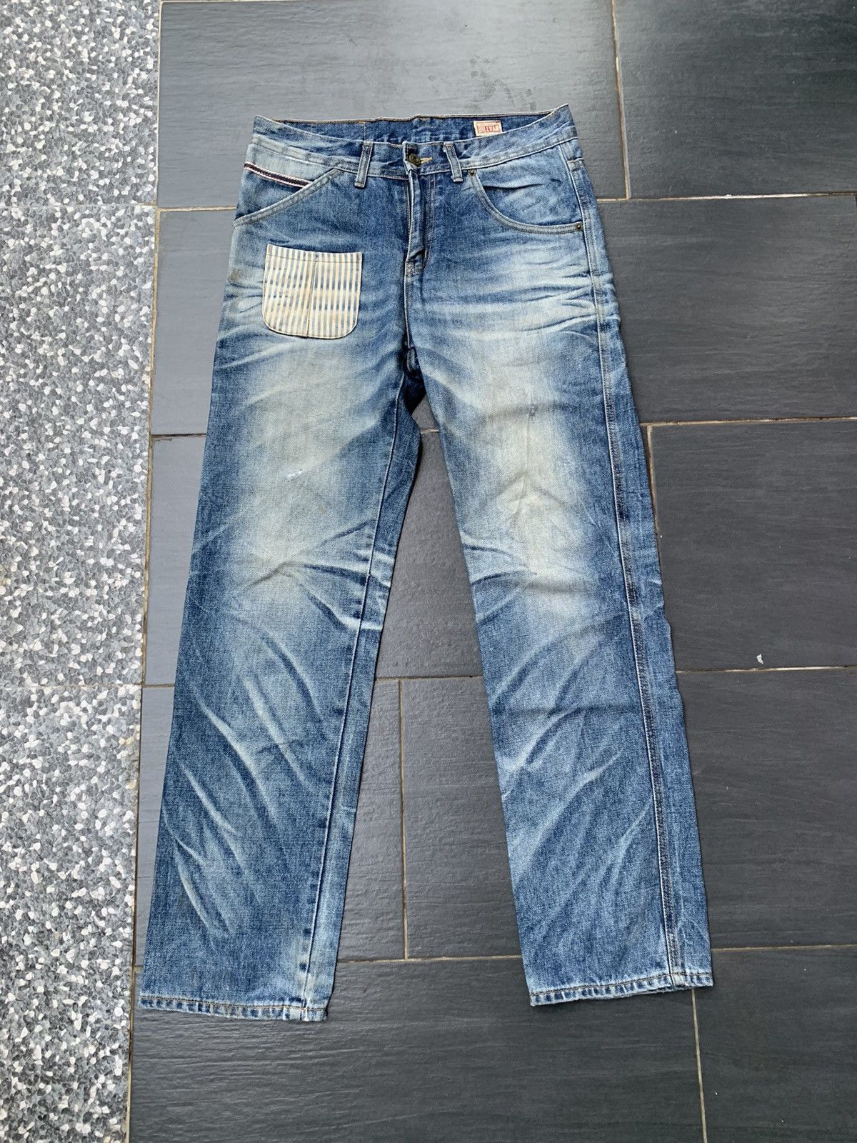 Japanese Brand Billvan Faded Wash Distressed Denim Size US 33 - 1 Thumbnail