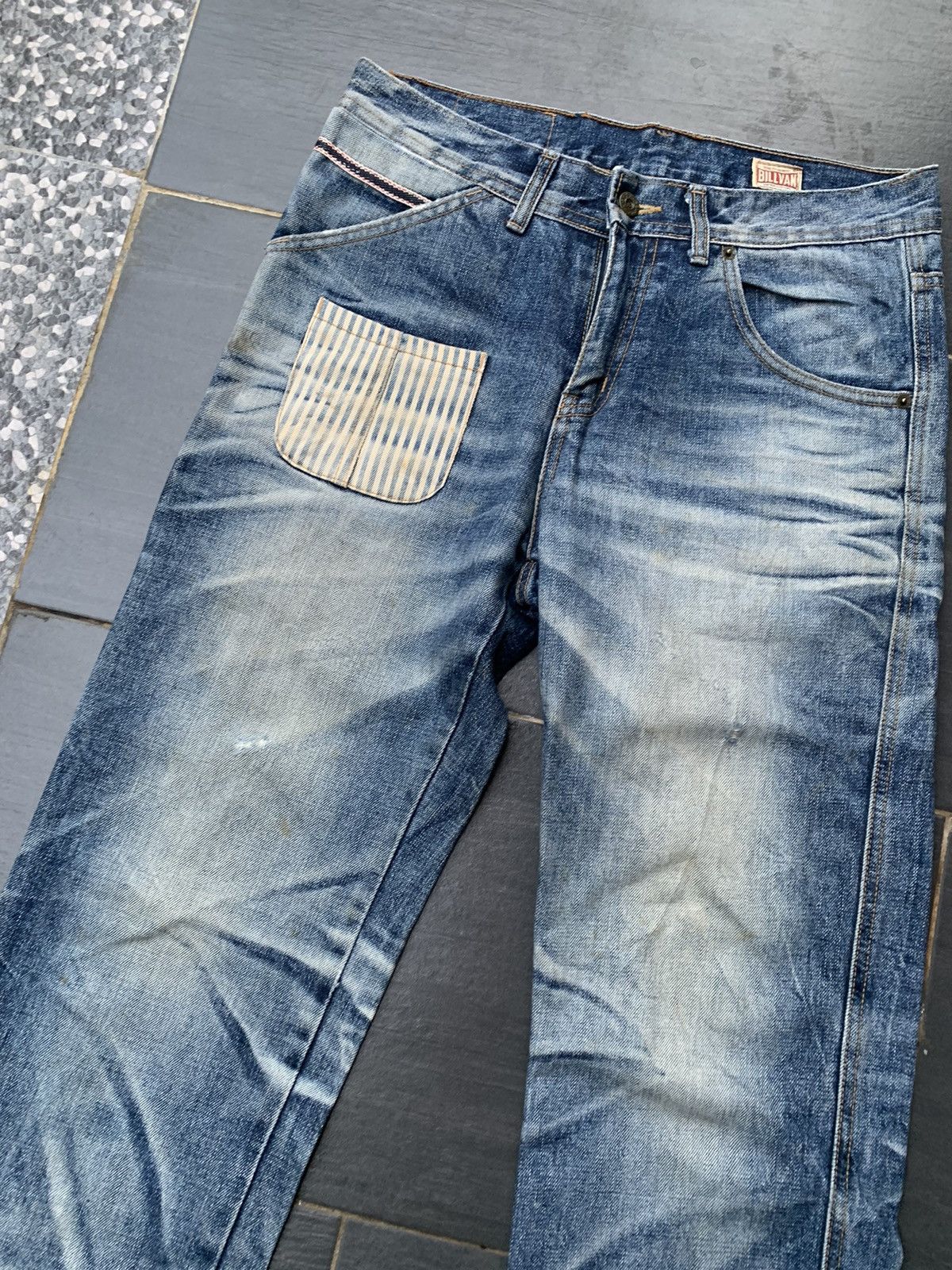 Japanese Brand Billvan Faded Wash Distressed Denim Size US 33 - 3 Thumbnail