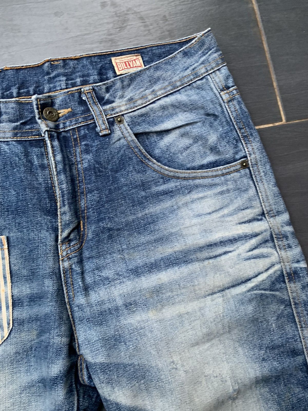 Japanese Brand Billvan Faded Wash Distressed Denim Size US 33 - 7 Thumbnail