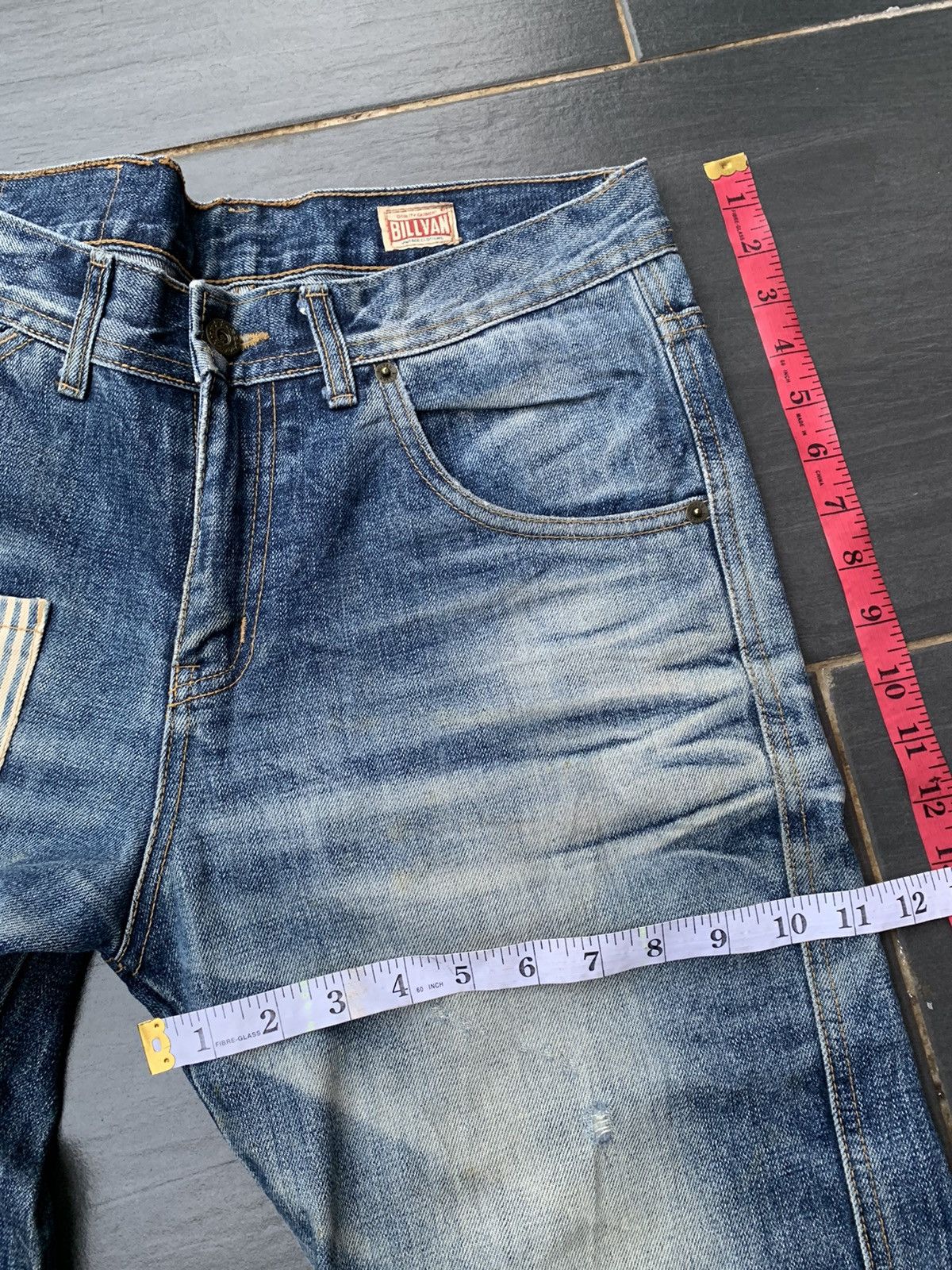 Japanese Brand Billvan Faded Wash Distressed Denim Size US 33 - 19 Thumbnail