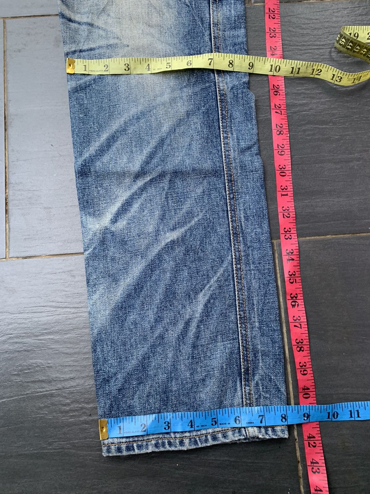 Japanese Brand Billvan Faded Wash Distressed Denim Size US 33 - 20 Thumbnail