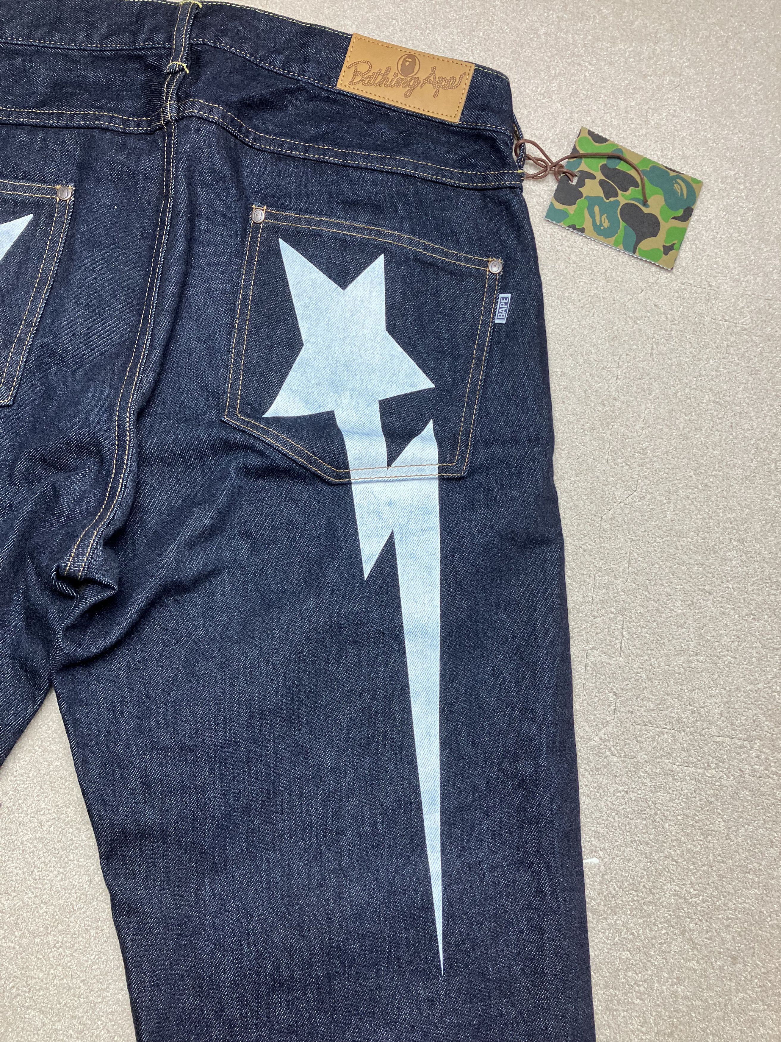 Bape RARE Bape Big Bapesta Star Logo Denim Size US 32 / EU 48 - 4 Thumbnail