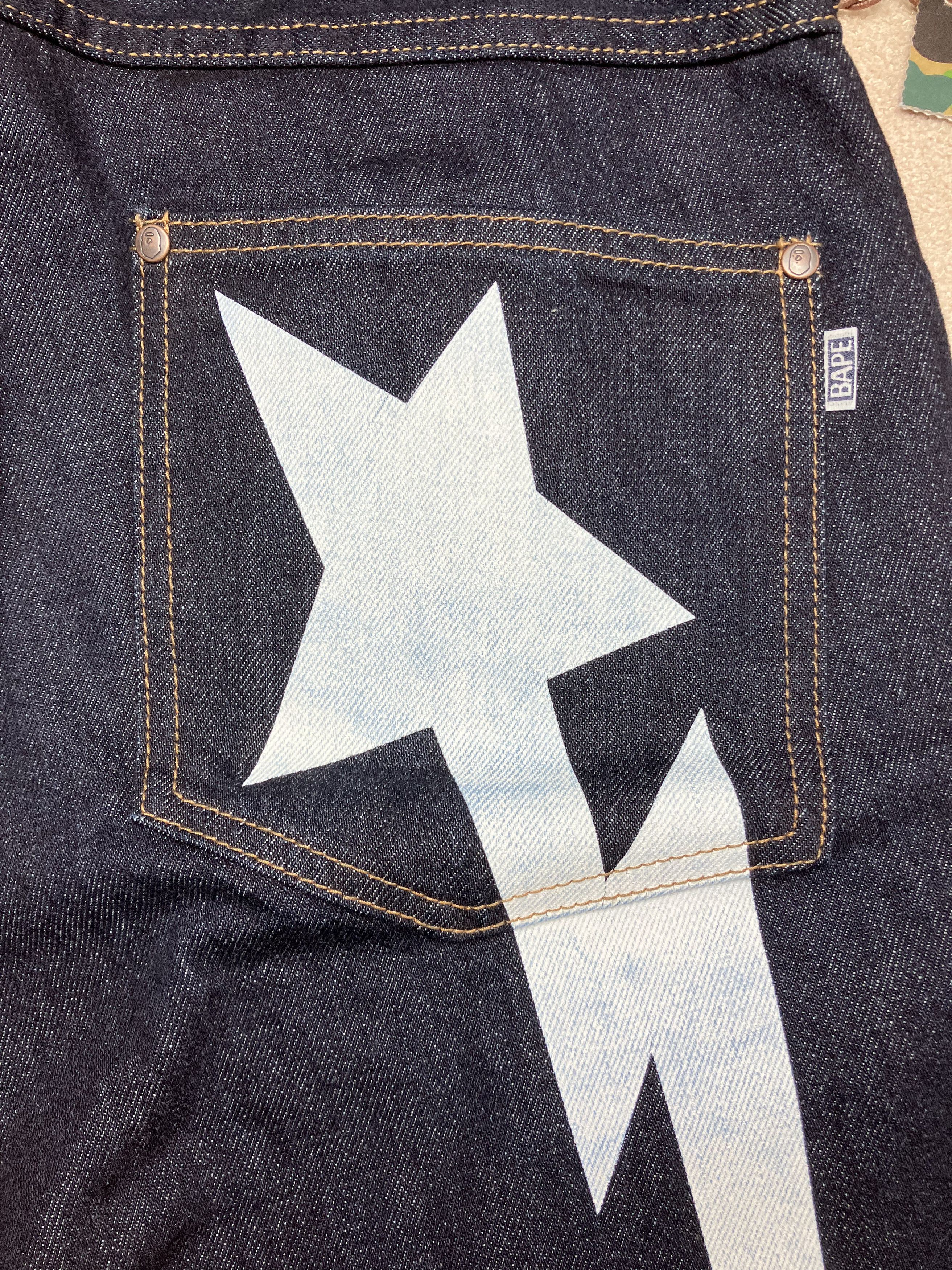 Bape RARE Bape Big Bapesta Star Logo Denim Size US 32 / EU 48 - 3 Thumbnail