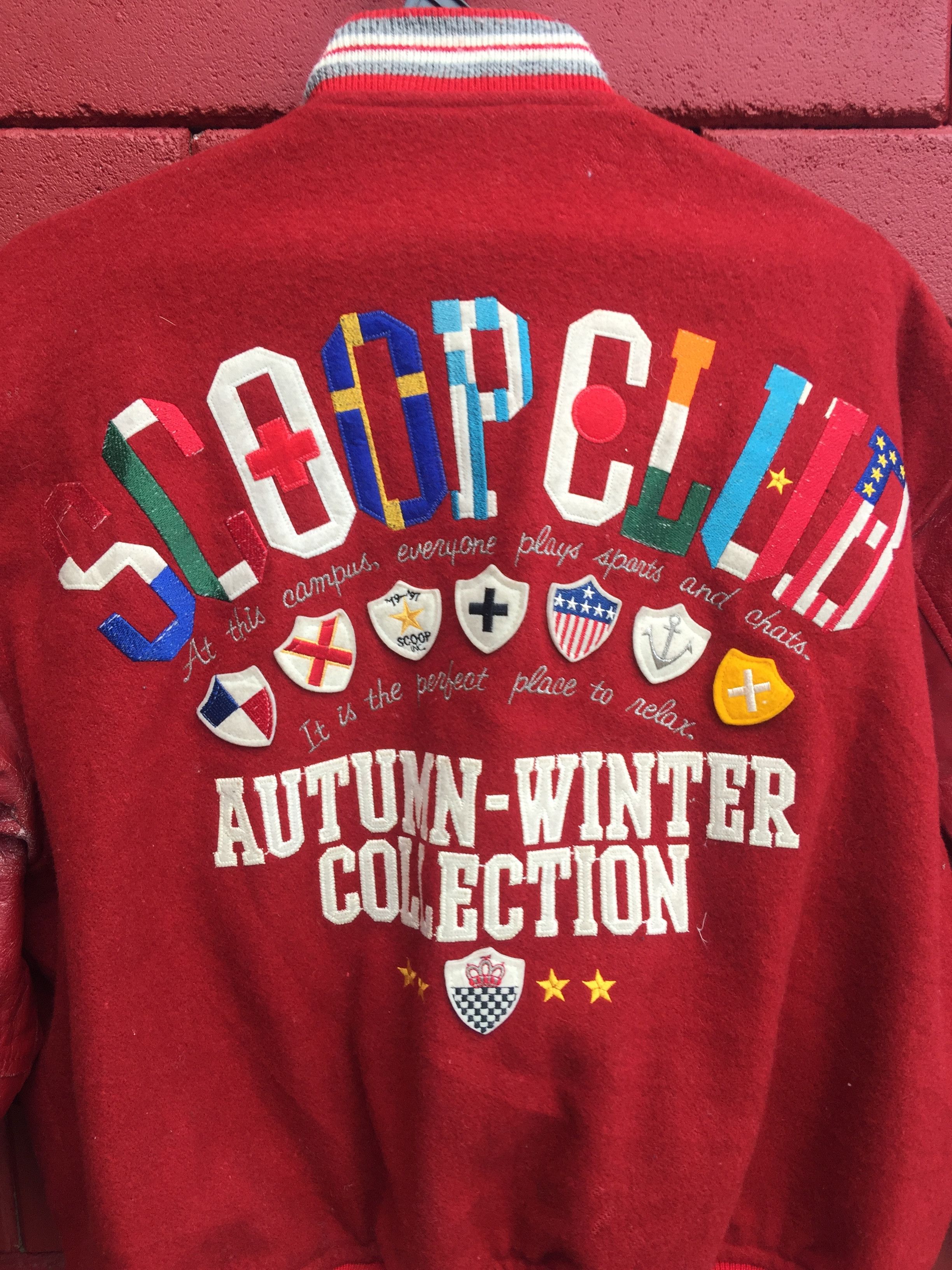 Japanese Brand × Vintage Vintage Scoop Varsity Jacket Maroon Travis Scott Style Size US L / EU 52-54 / 3 - 2 Thumbnail