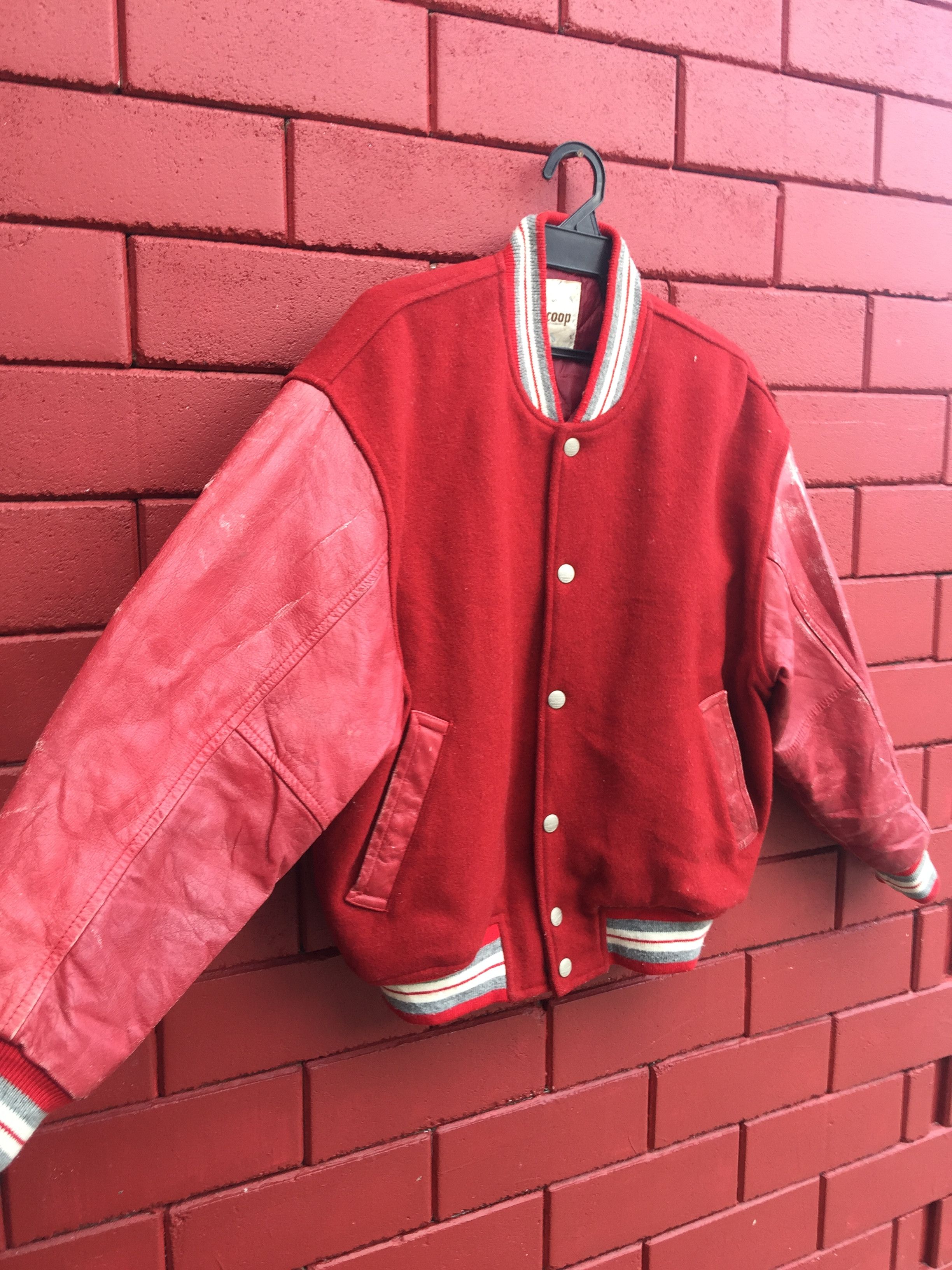 Japanese Brand × Vintage Vintage Scoop Varsity Jacket Maroon Travis Scott Style Size US L / EU 52-54 / 3 - 8 Thumbnail